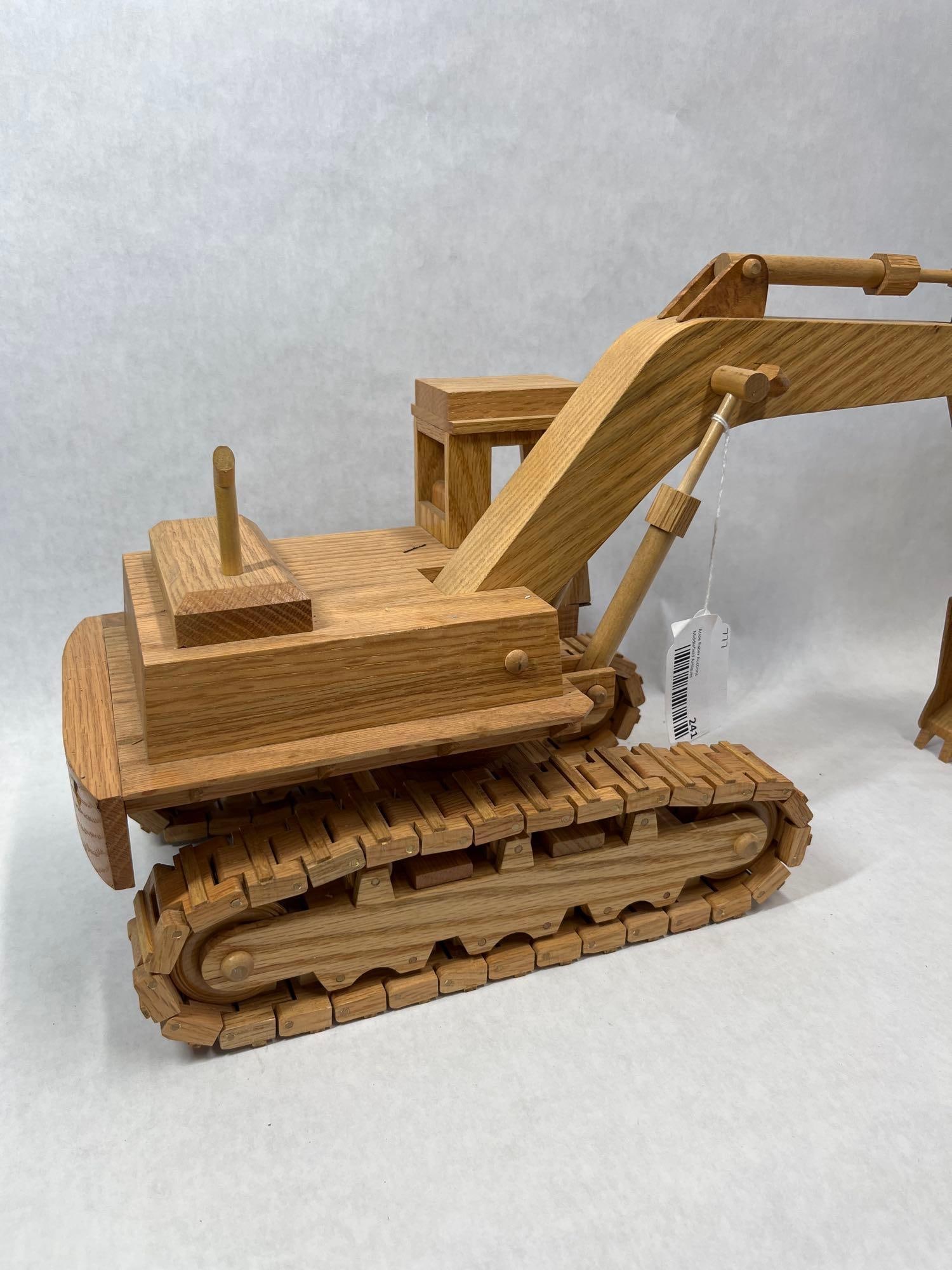 Handcrafted Wood Crawler Excavator Model - 4