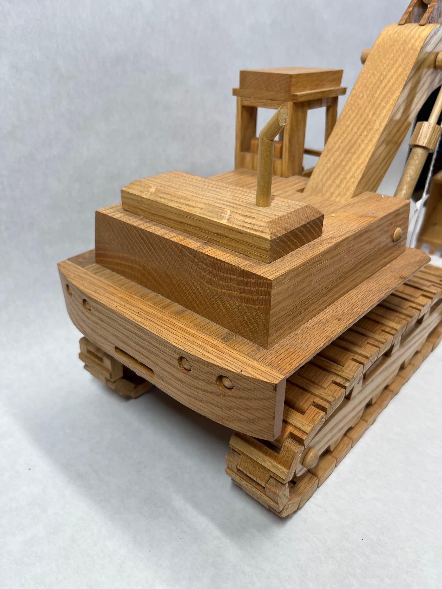 Handcrafted Wood Crawler Excavator Model - 5