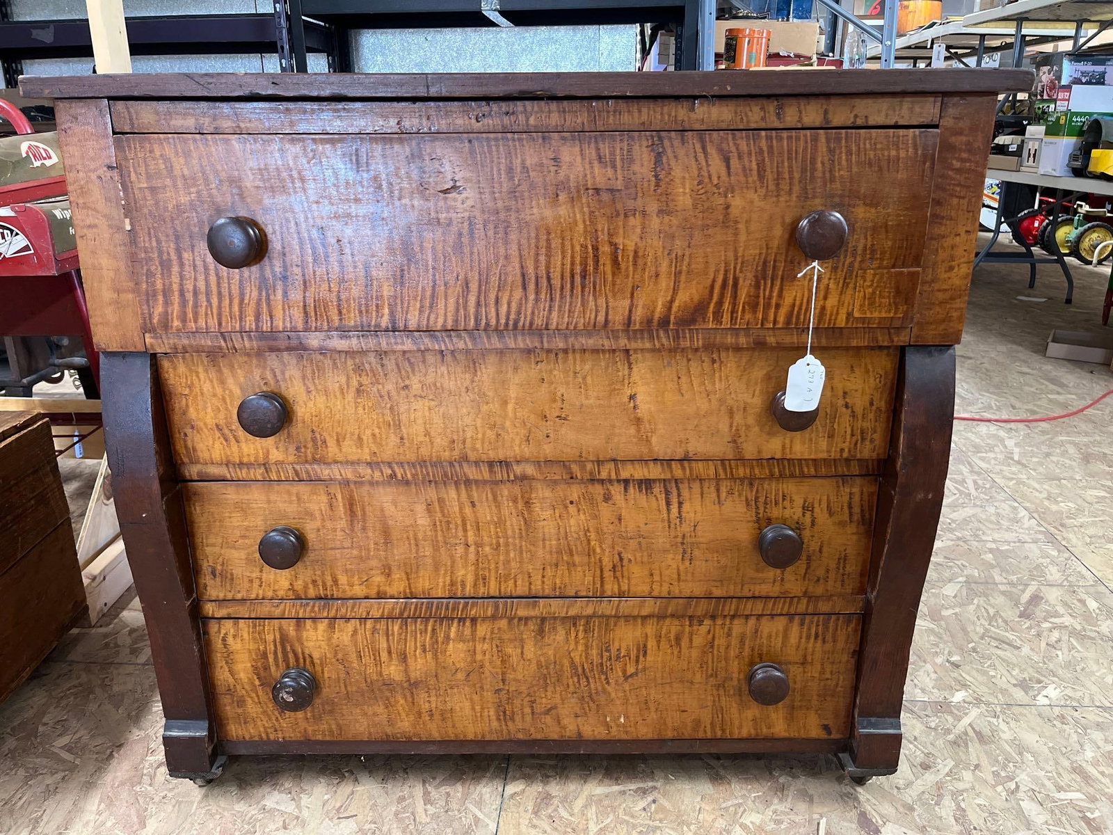 American Empire Tiger Maple & Cherry 4-Dr Chest (1 of 6)