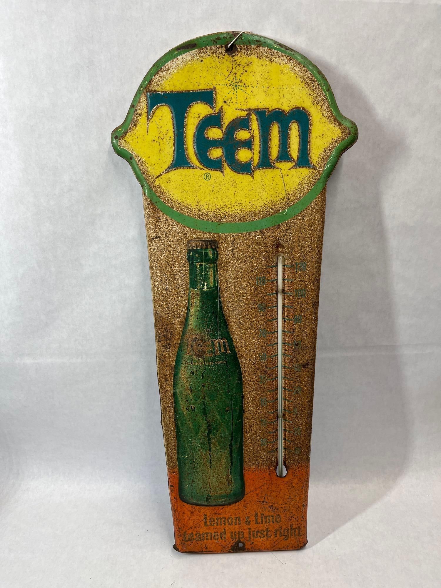 Teem Lemon-Lime Soda Tin Thermometer Sign (1 of 5)