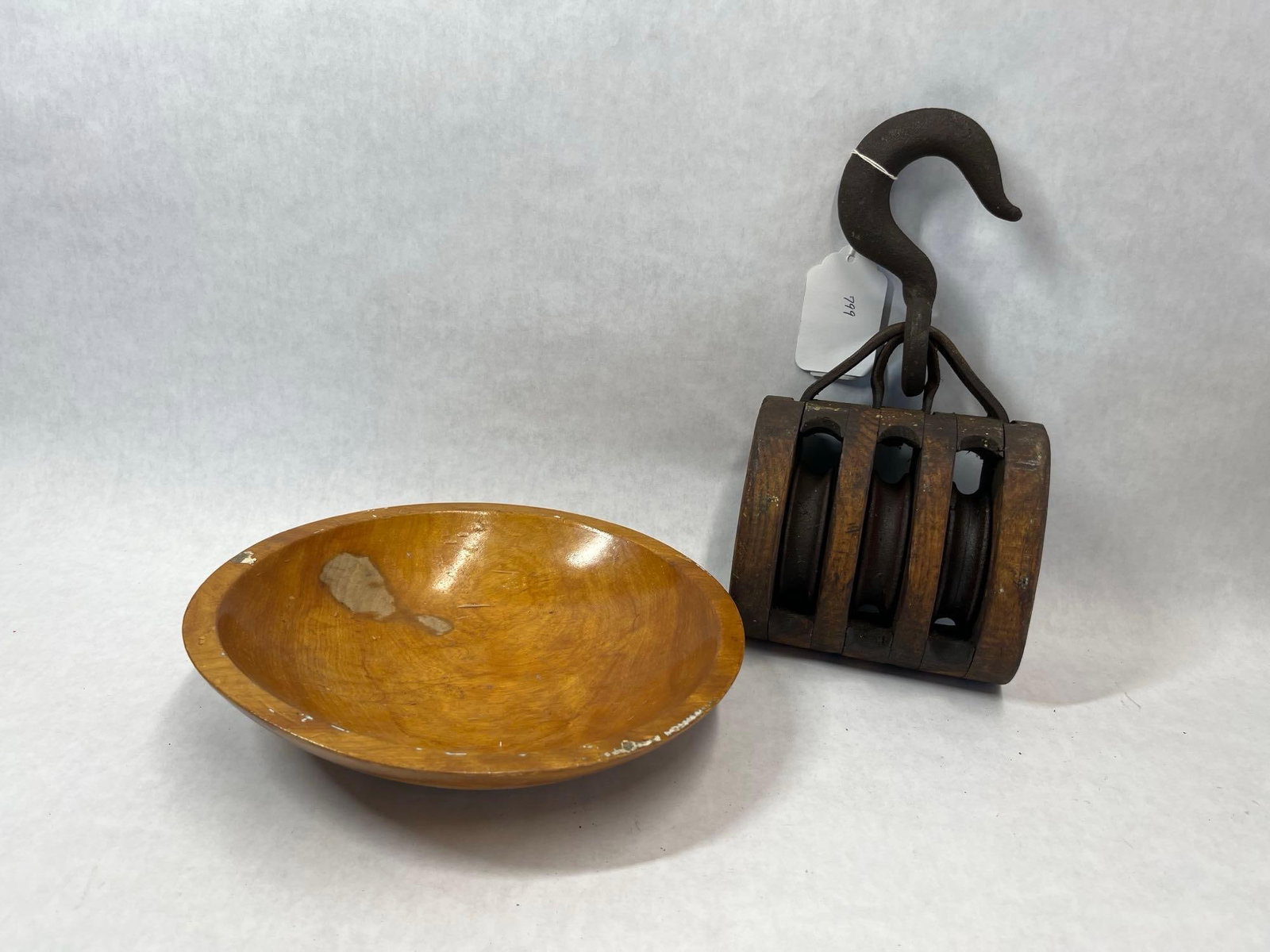 Triple Sheave Industrial Block & Turned Wood Bowl (1 of 6)
