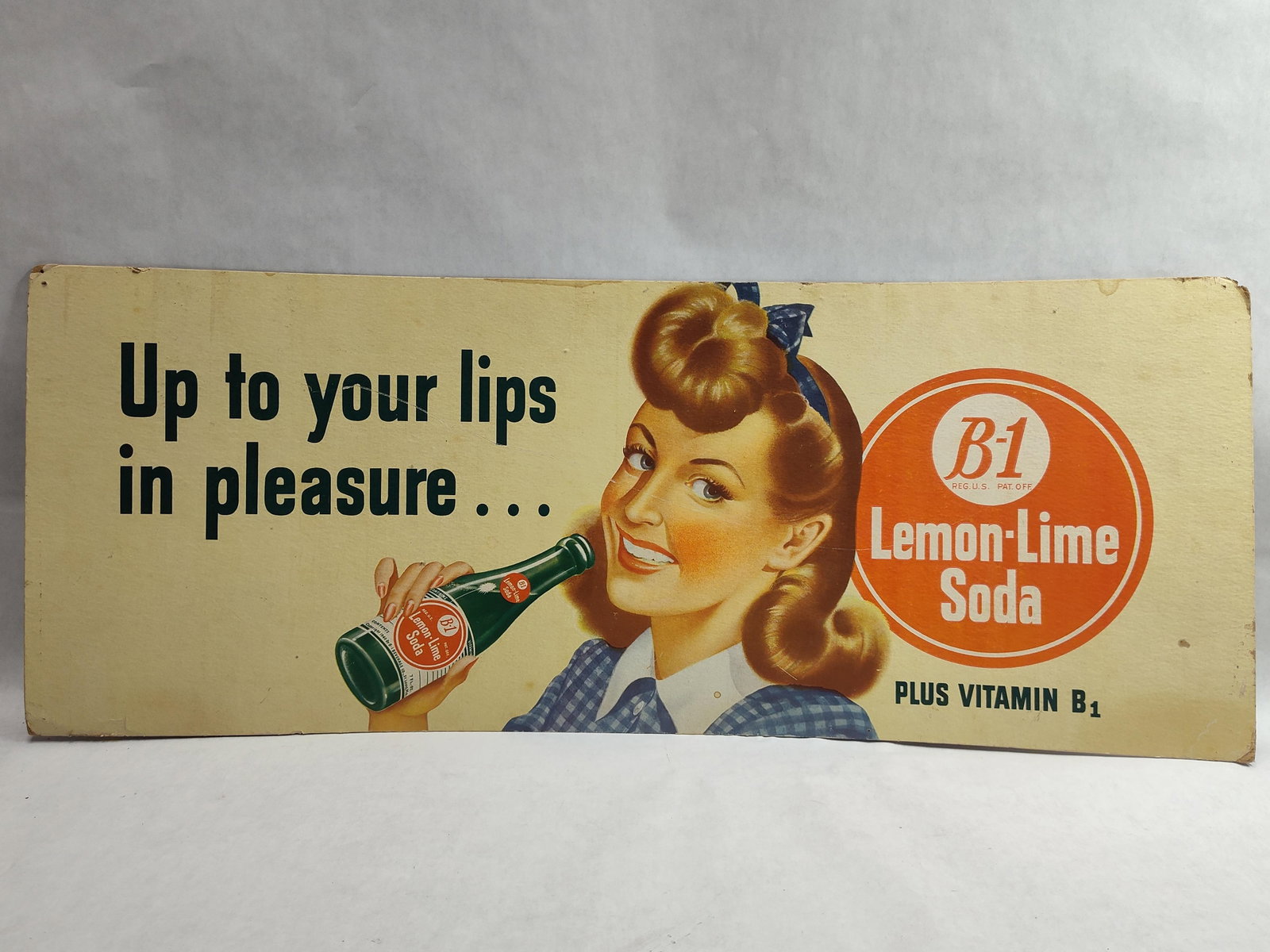 1940s B-1 Lemon-Lime Soda Cardboard Easel Sign (1 of 4)