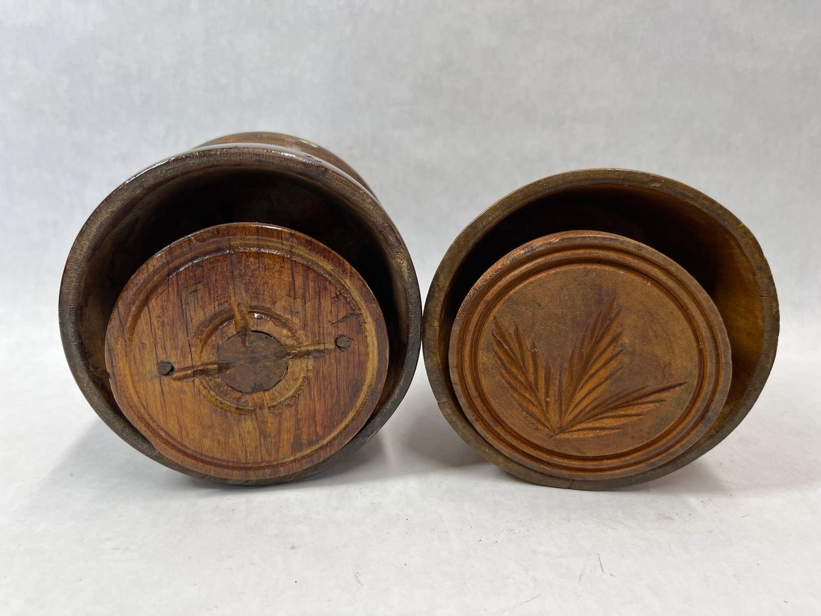 Two Antique Wooden Plunger-Style Butter Molds (1 of 4)