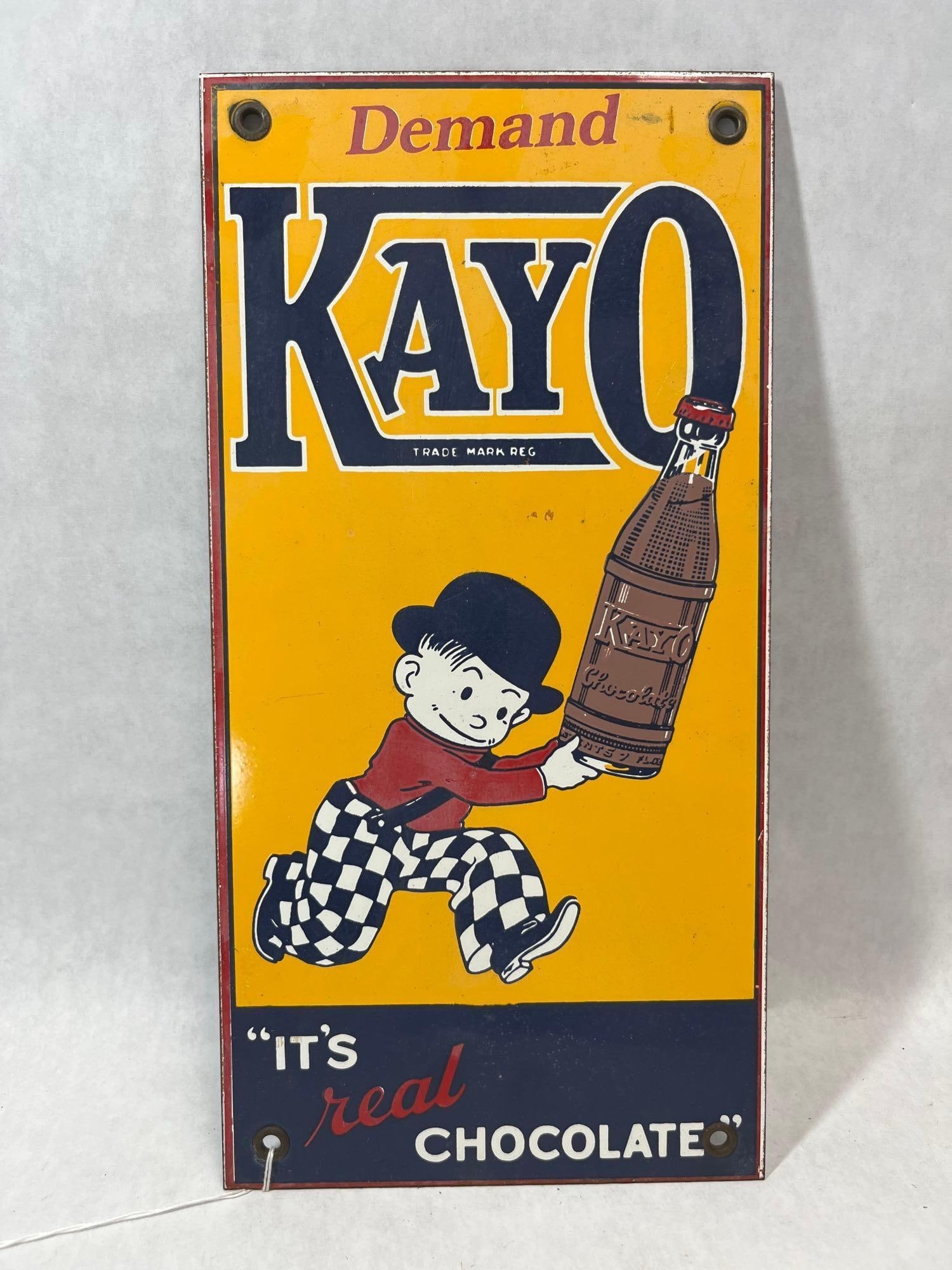 Kayo Chocolate Drink Porc. Enamel Adv. Sign (1 of 2)