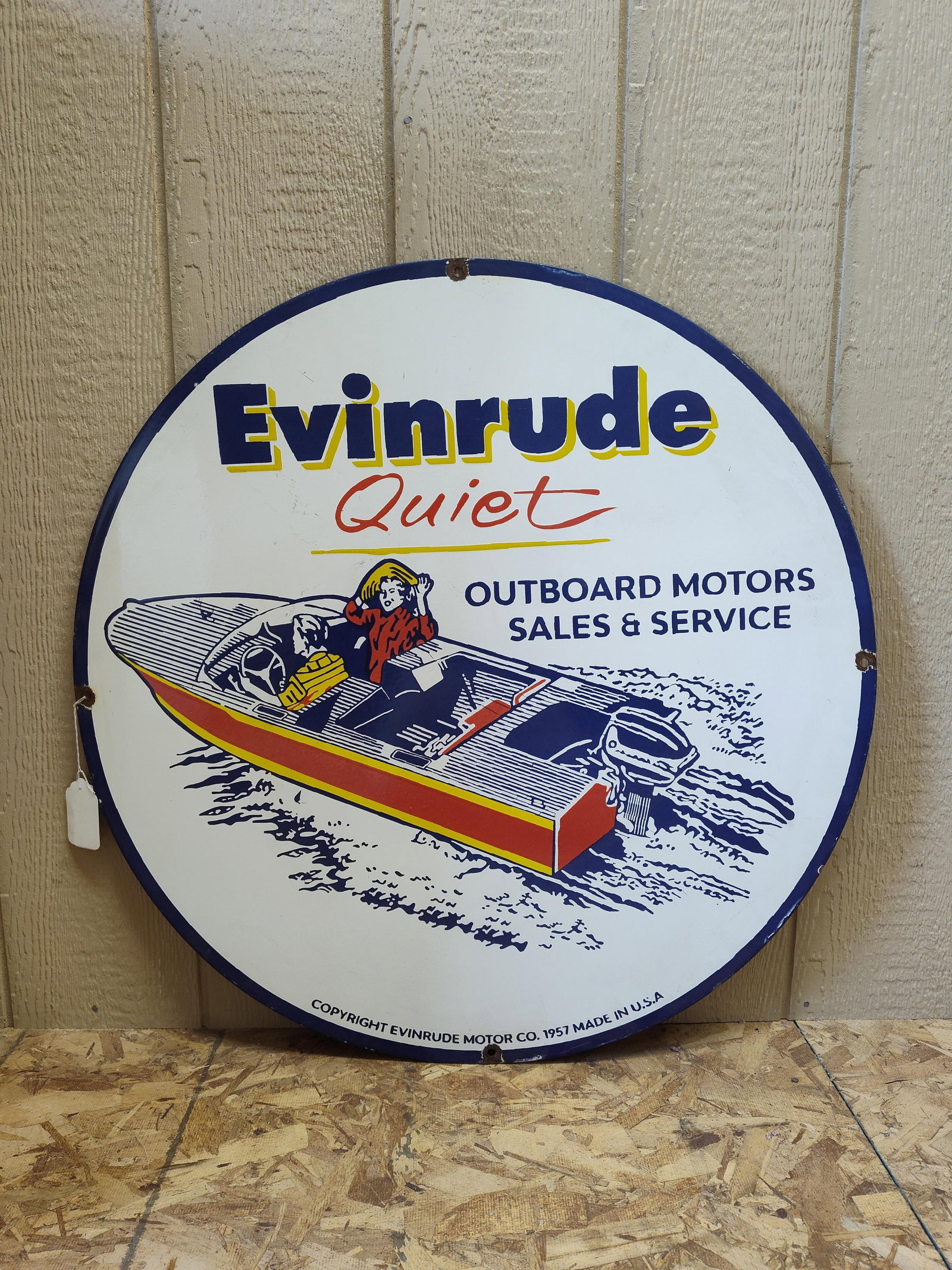 1957 Evinrude Outboard Motors Sales & Service Sign (1 of 4)