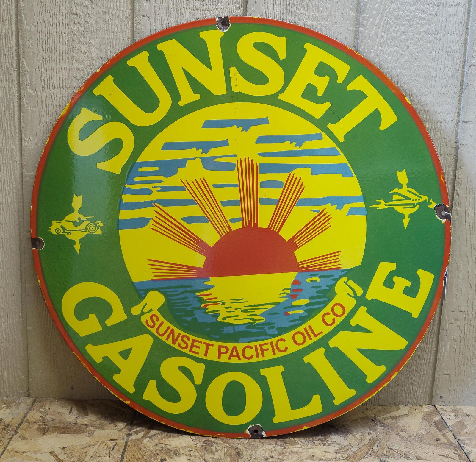 Sunset Gasoline Single-Sided Advertising Sign (1 of 4)
