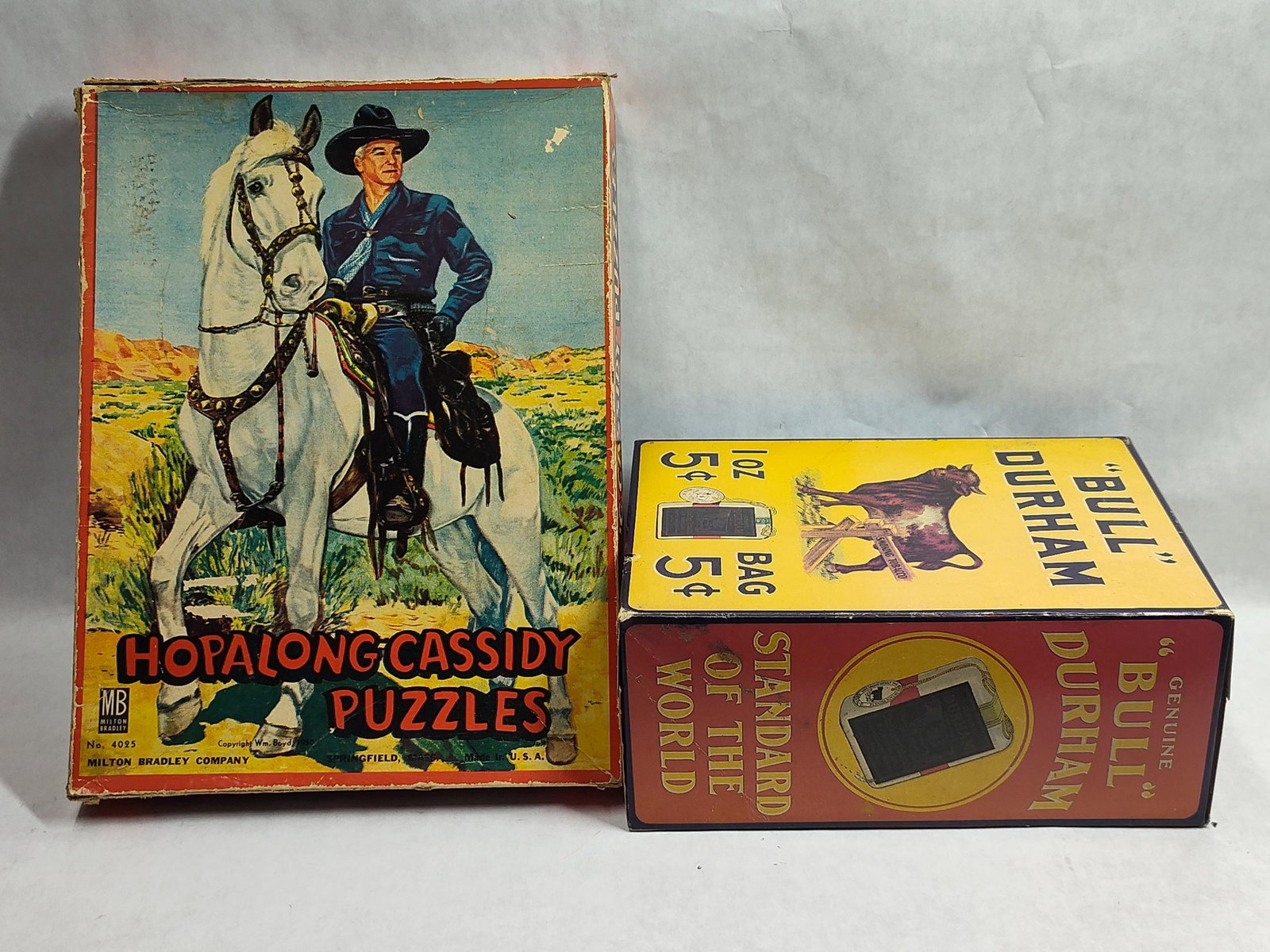Pair 1950 Milton Bradley & Bull Durham Boxes (1 of 3)