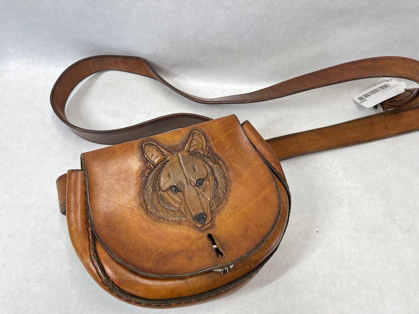 Tooled Leather Wolf Saddle Bag & Belt Pouch (1 of 4)