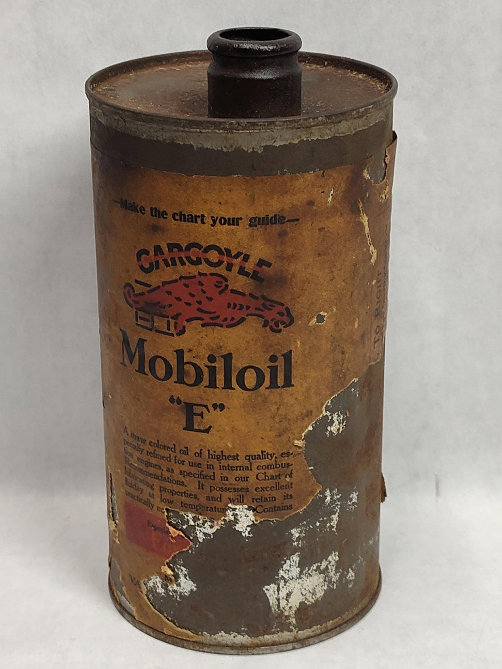 1920s Gargoyle Mobiloil Grade E Motor Oil Can (1 of 3)
