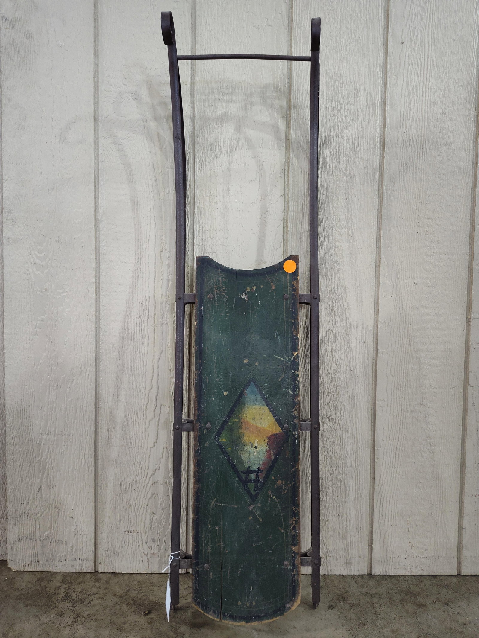 Antique Painted Wood & Wrought Iron Child Sled (1 of 6)