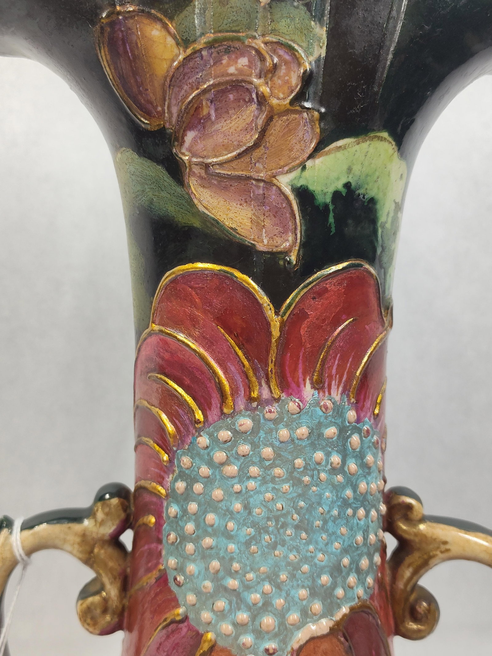 Satsuma Style Earthenware Double Handled Vase - 6