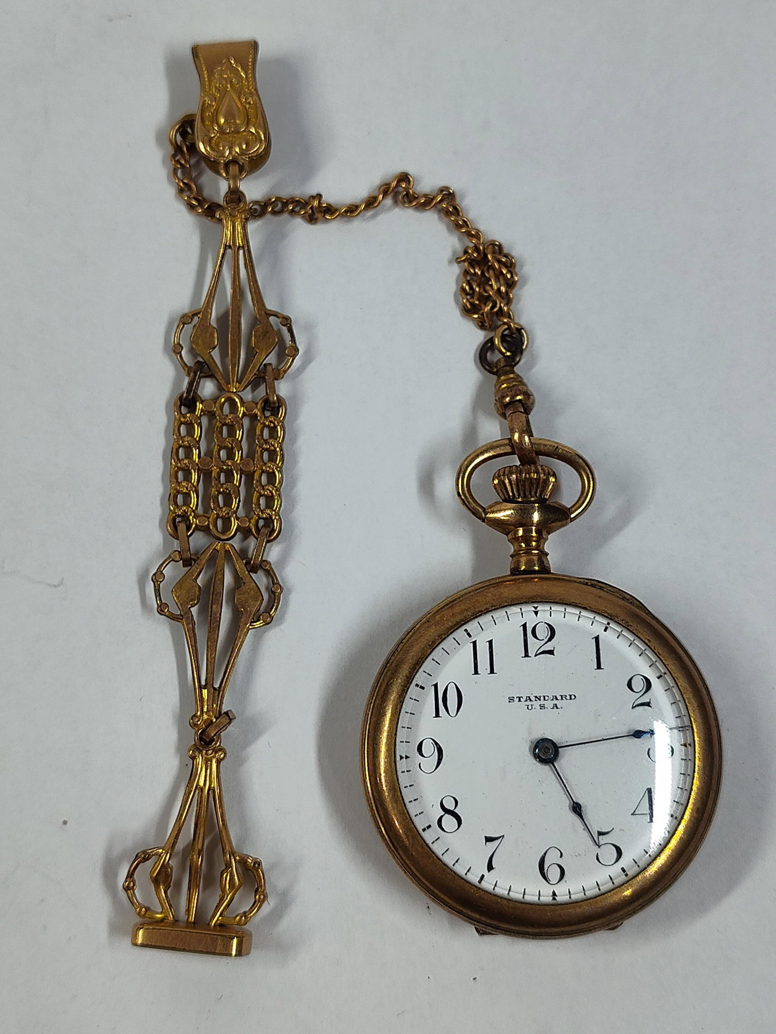 NY Standard Gold Filled Watch w/ Art Nouveau Fob (1 of 6)