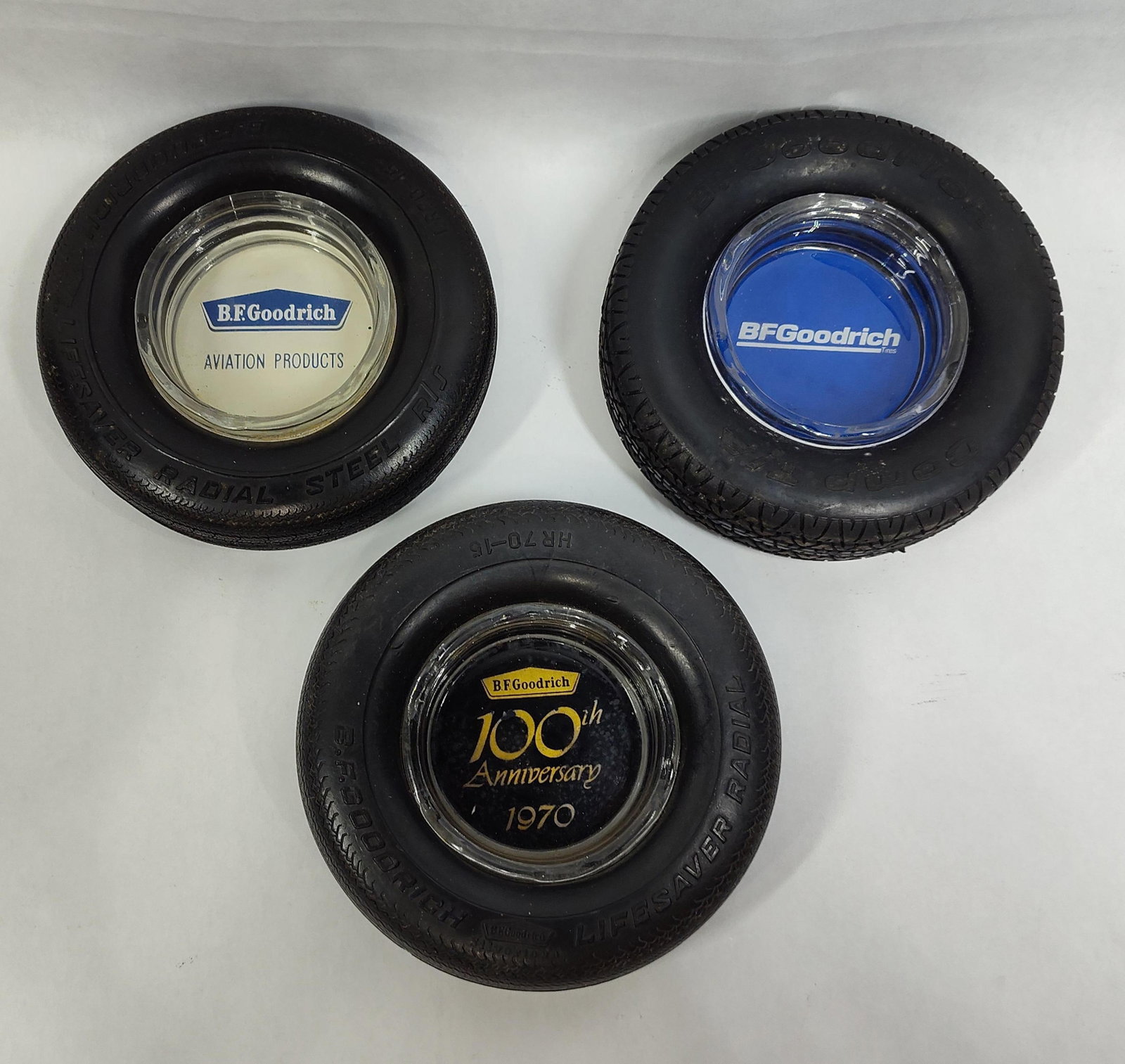Trio B.F. Goodrich Advertising Tire Ashtrays (1 of 3)
