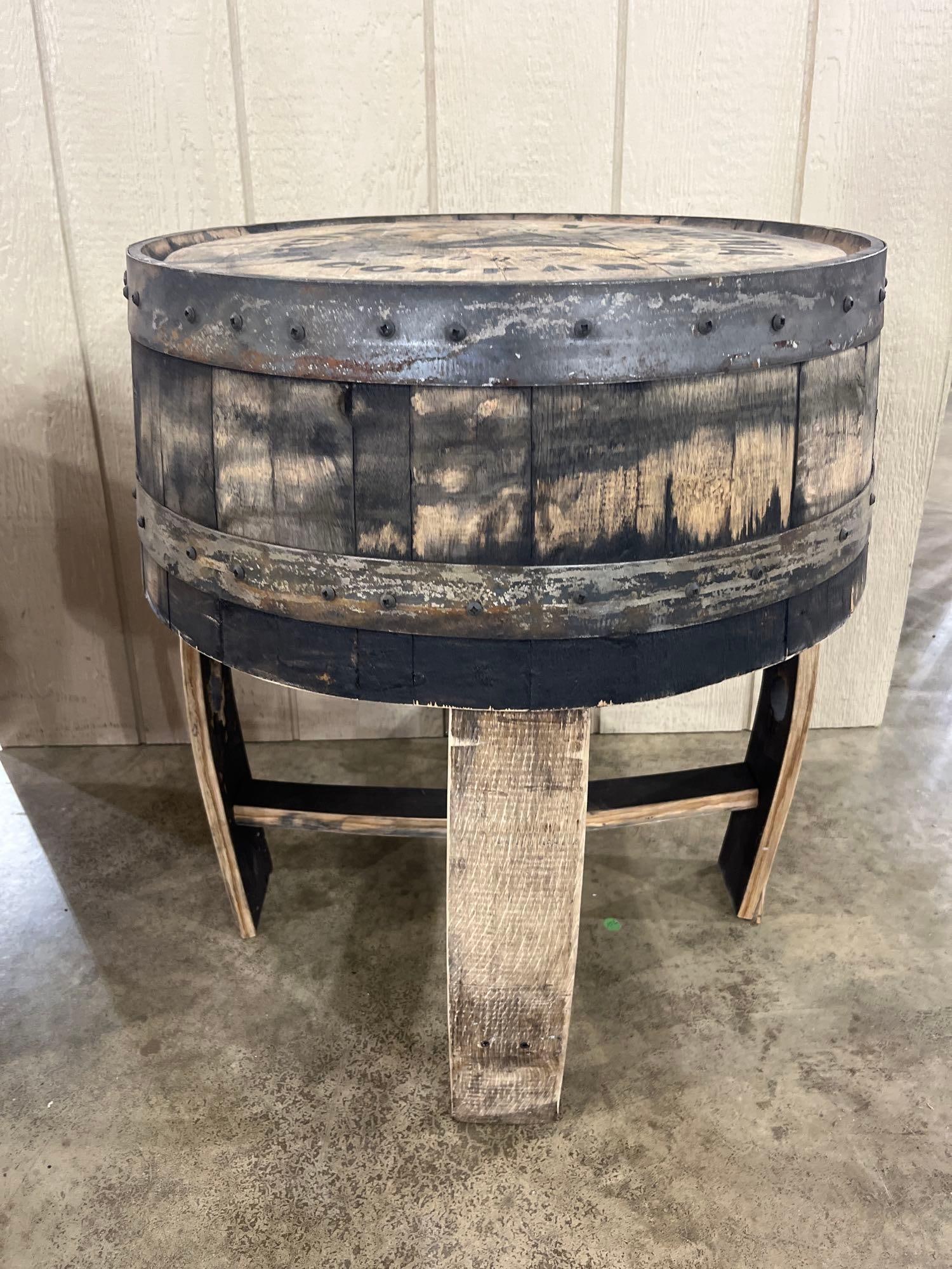 Virginia Distillery Oak Whiskey Barrel End Table (1 of 3)