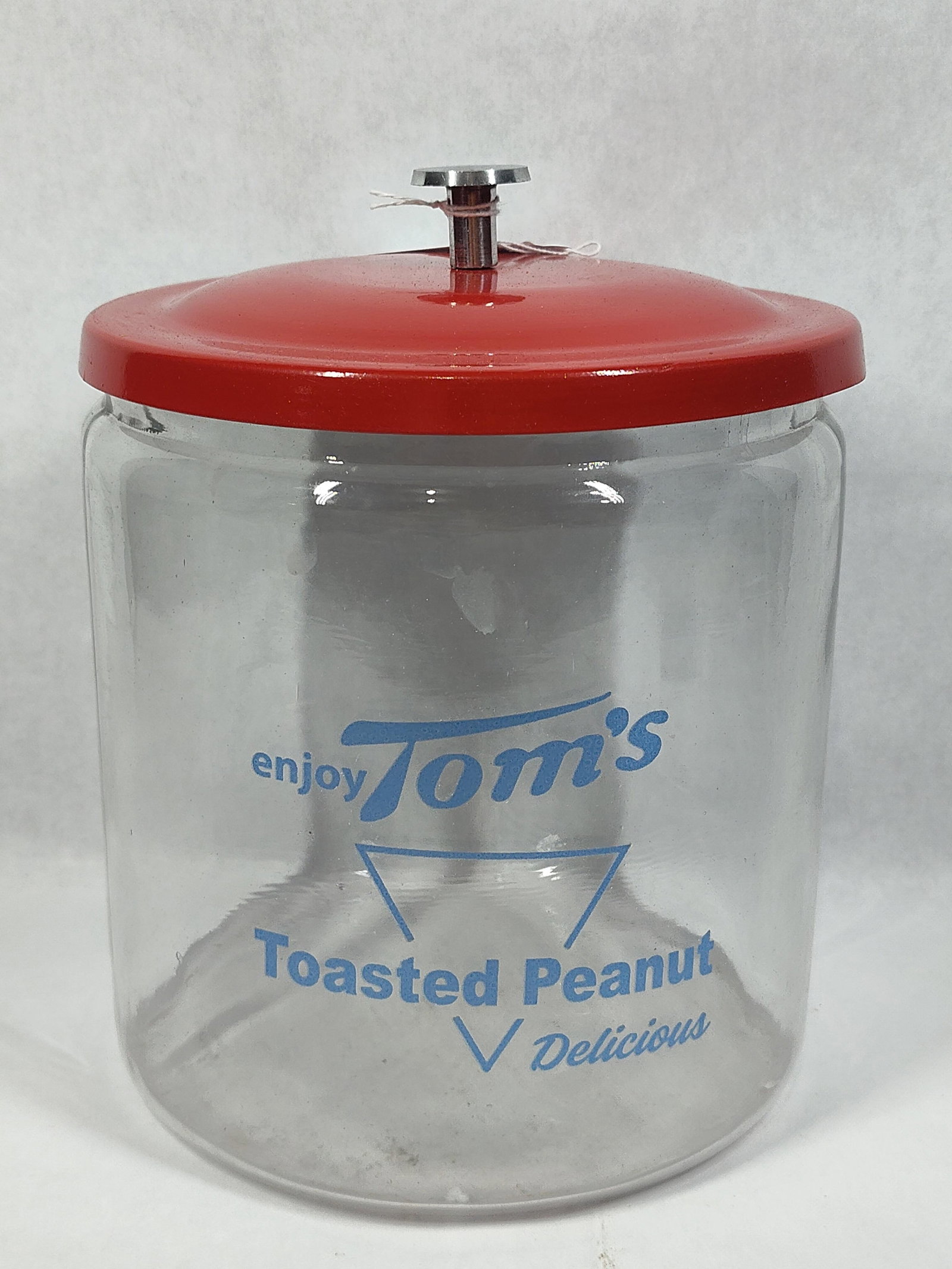 Tom's Toasted Peanut Glass Display Jar w/ Red Lid (1 of 5)