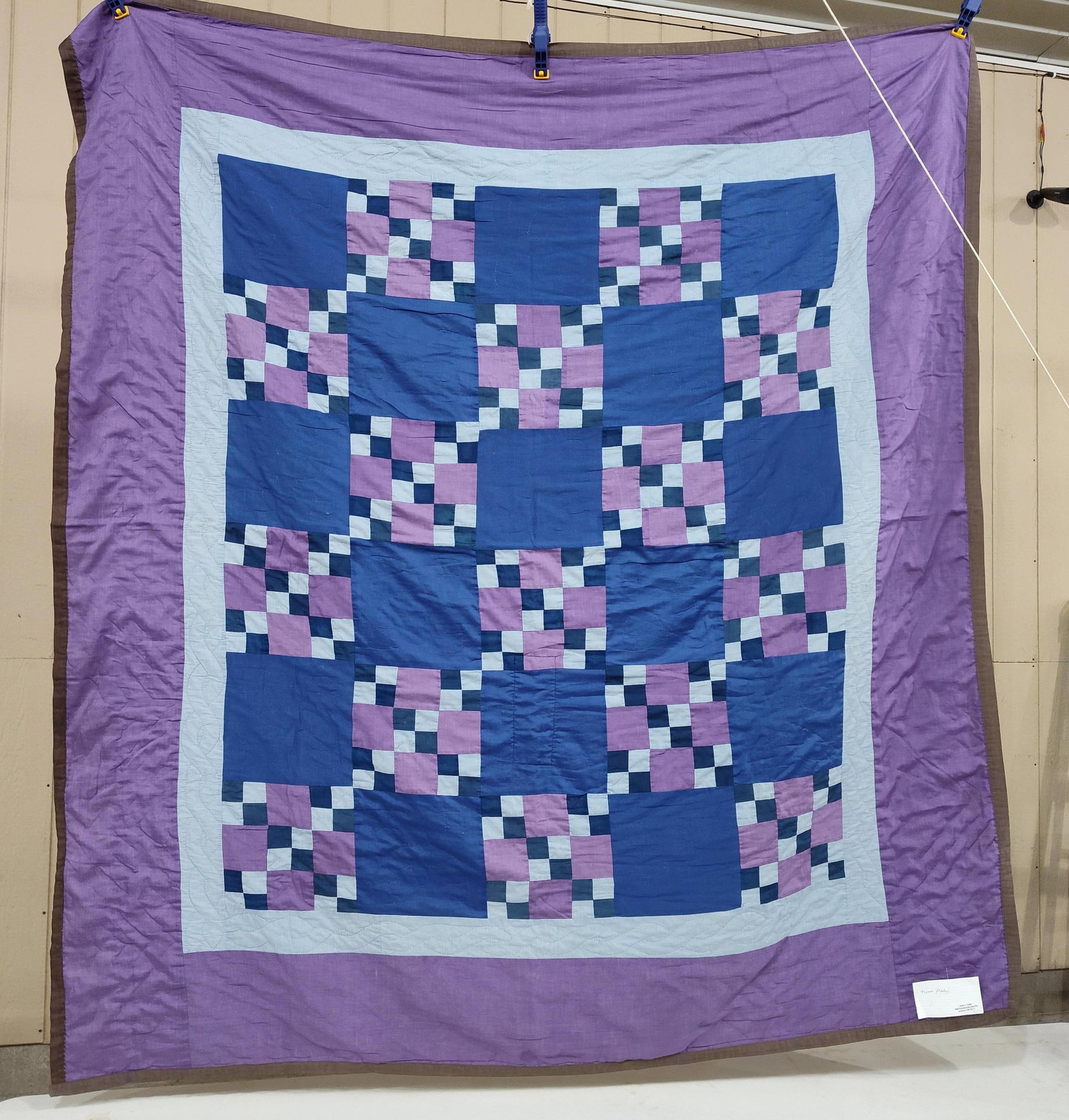 Hand-Pieced & Quilted Nine-Patch Variation Quilt - 2