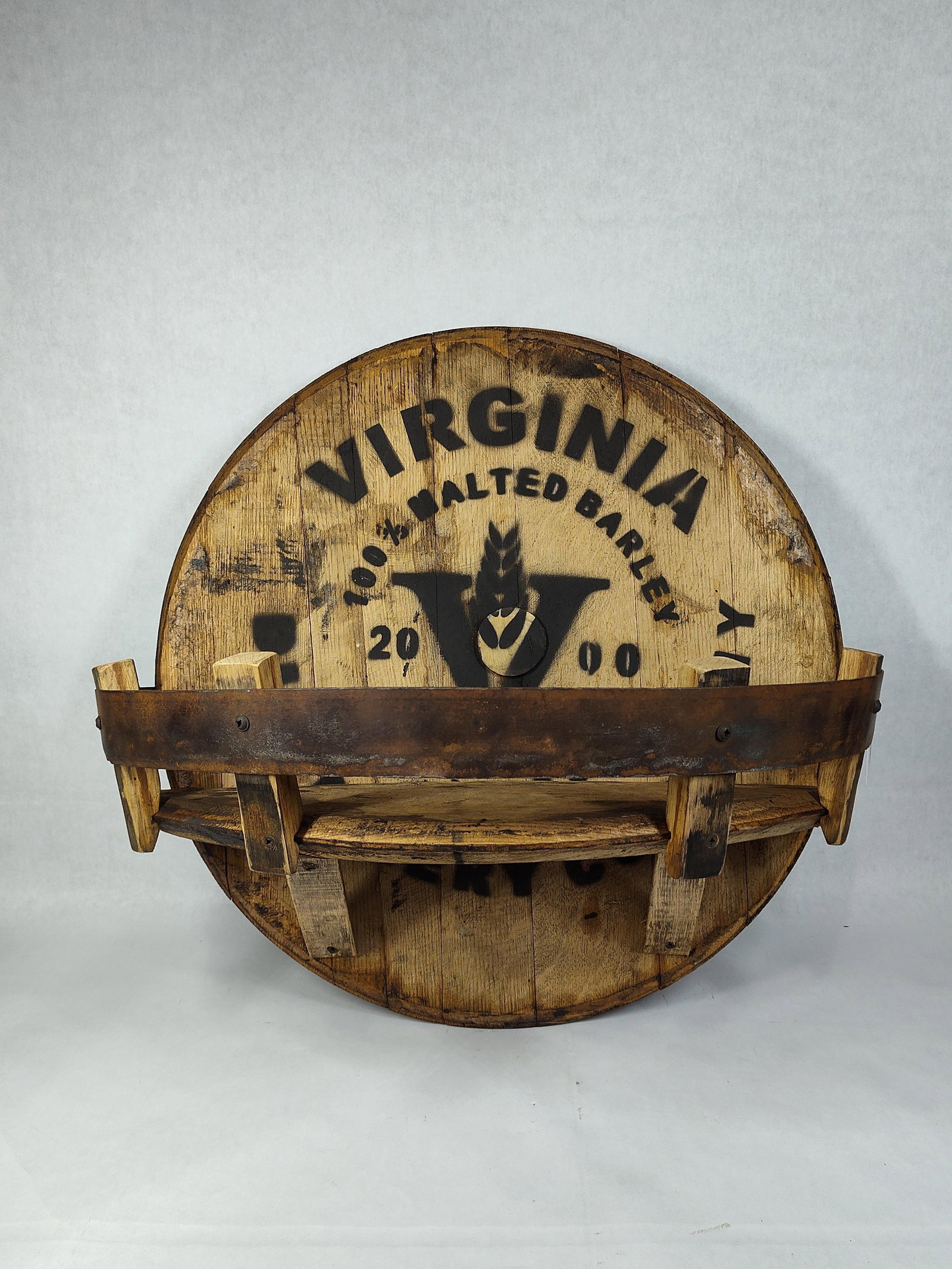 Virginia Distillery Co. Oak Barrel Head Wall Shelf (1 of 4)