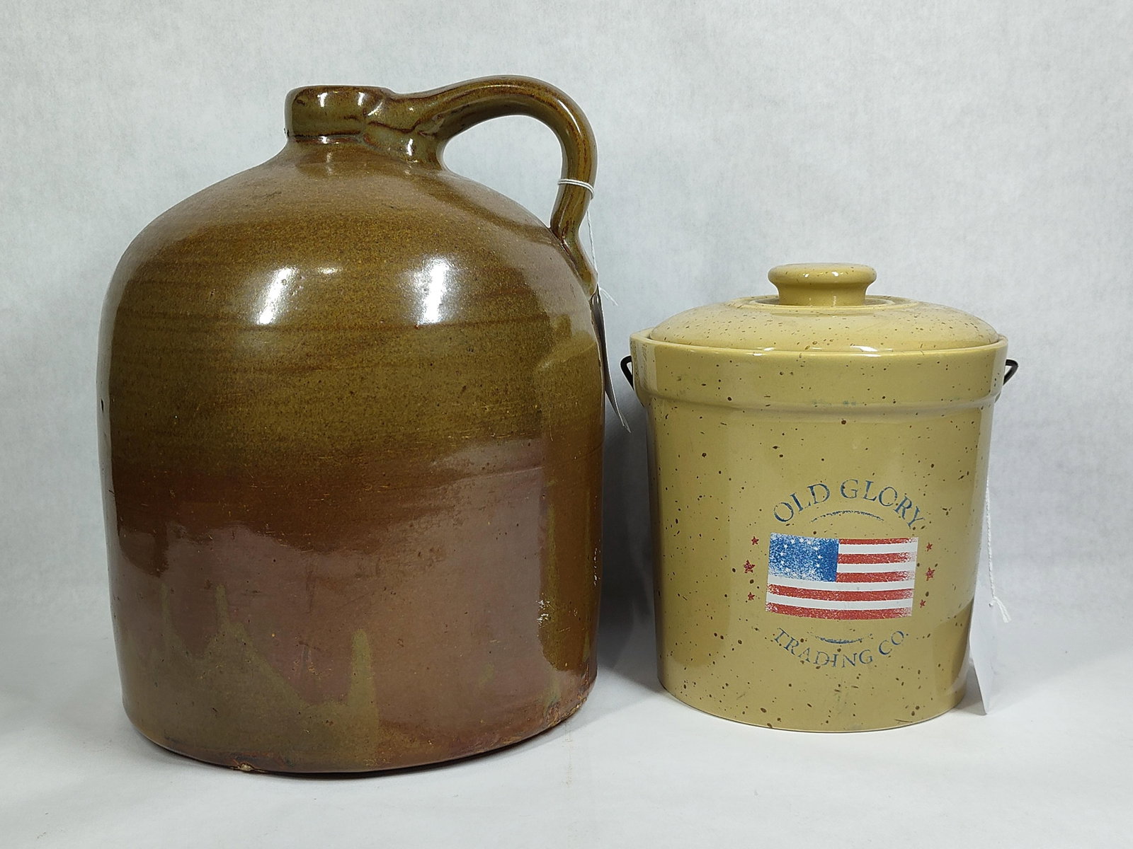 Stoneware: Two-Tone Jug & Houston Harvest Crock (1 of 9)