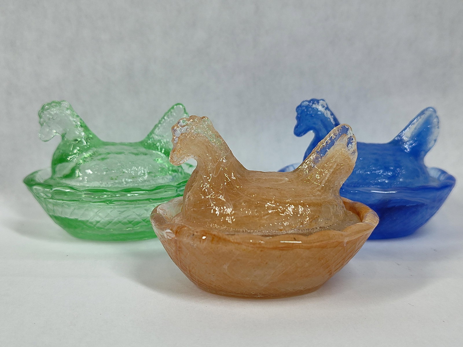 Trio Frosted Glass Hen on Nest Covered Dishes (1 of 4)