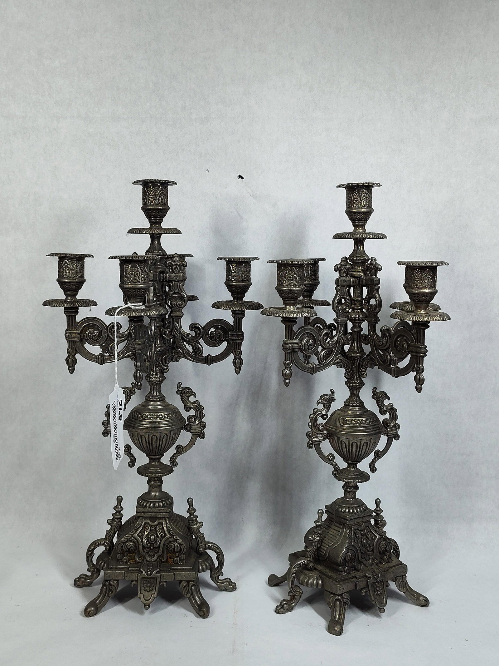 Pair Rococo Revival Silver-Plated Candelabra (1 of 5)