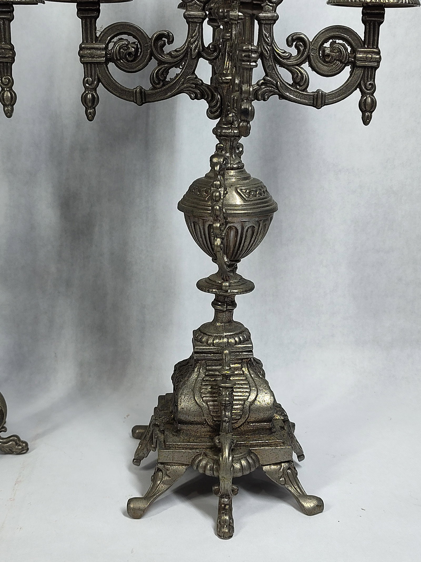 Pair Rococo Revival Silver-Plated Candelabra - 4