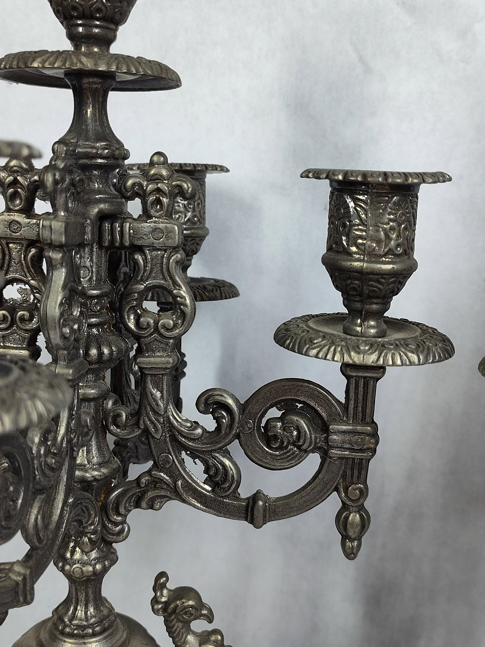 Pair Rococo Revival Silver-Plated Candelabra - 5