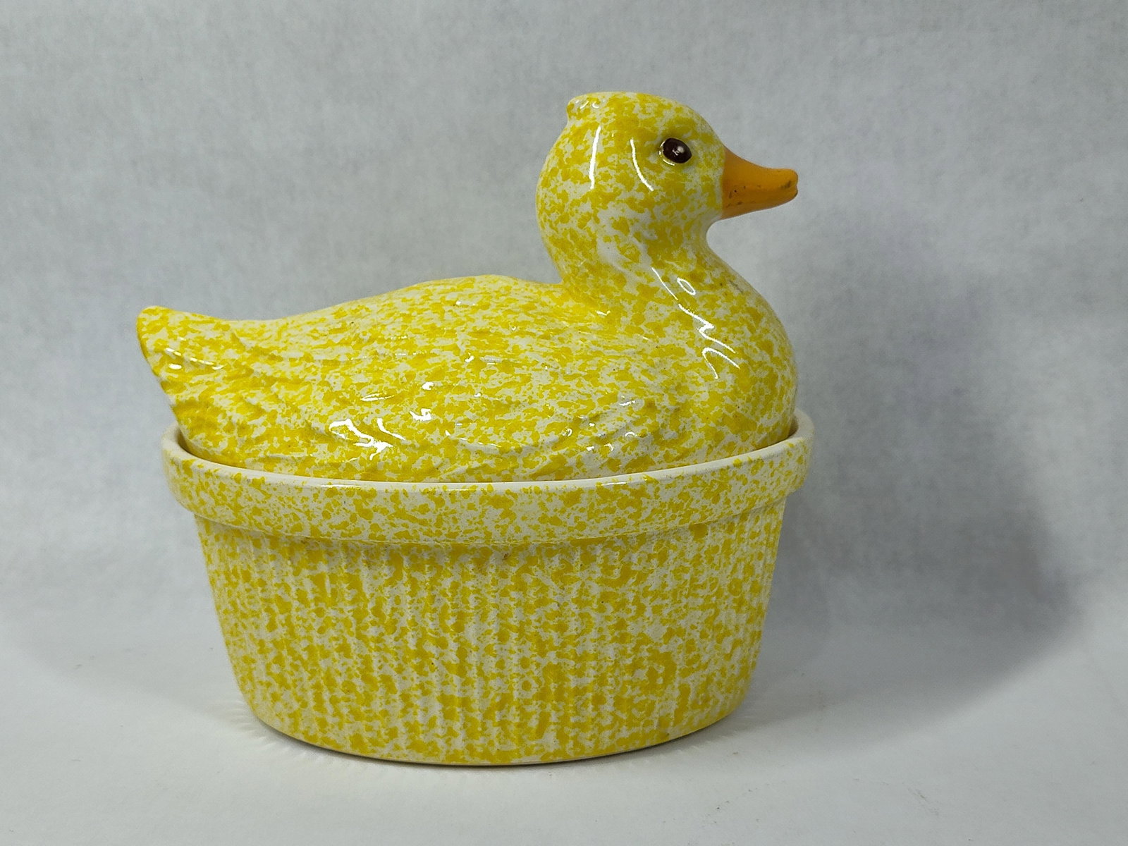 Pottery Craft Yellow Spongeware Duck Casserole - 3