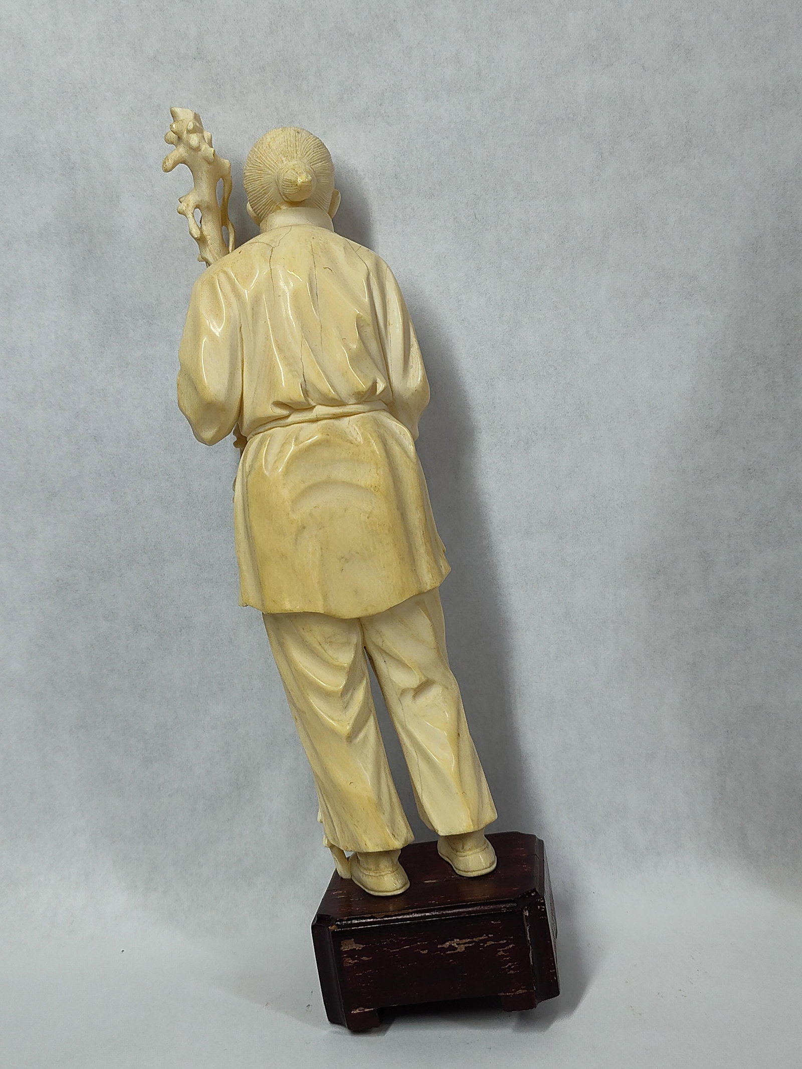 Pair Chinese Carved Bone Elder Figures - 3