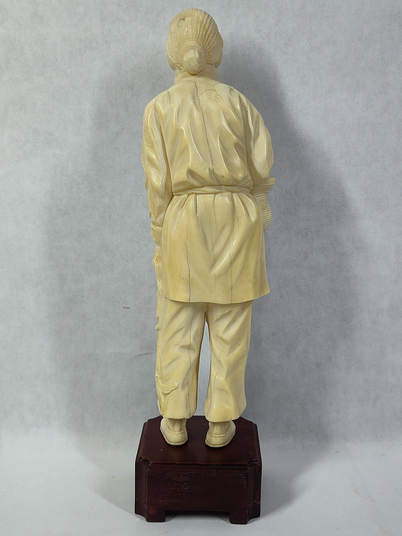 Pair Chinese Carved Bone Elder Figures - 5
