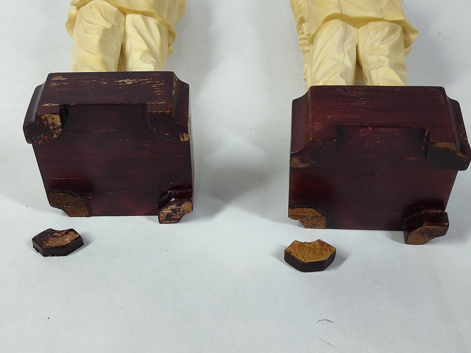 Pair Chinese Carved Bone Elder Figures - 6