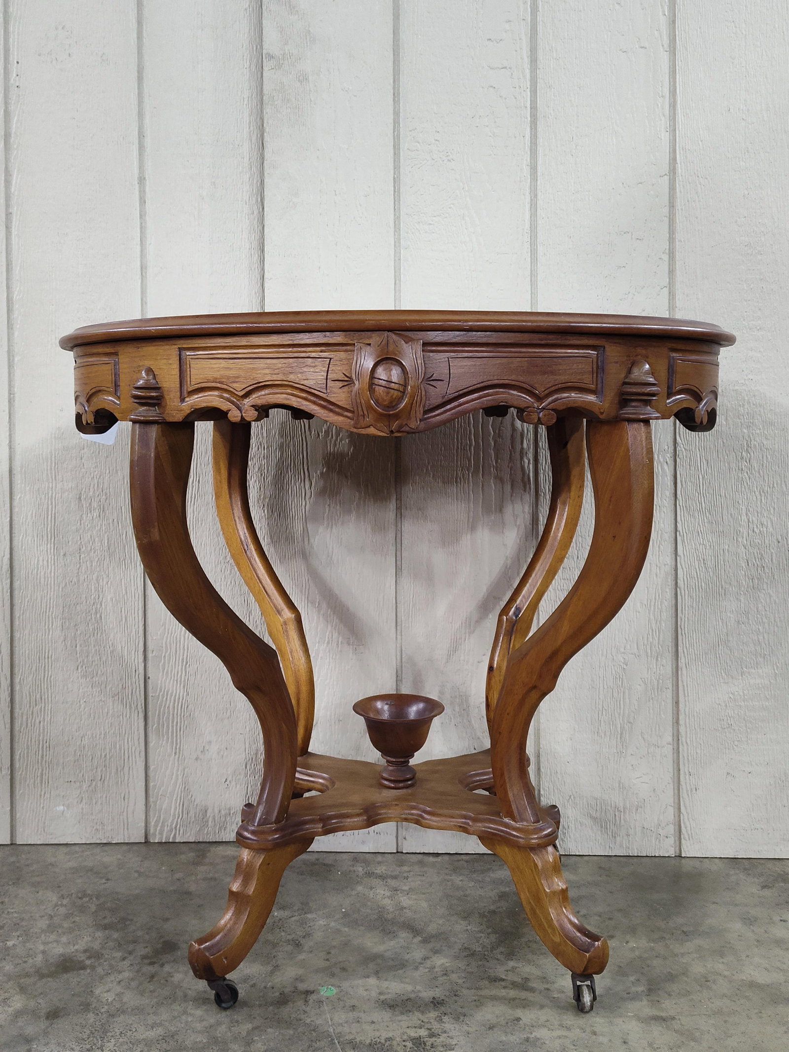 Victorian Walnut Rococo Revival Oval Parlor Table (1 of 6)
