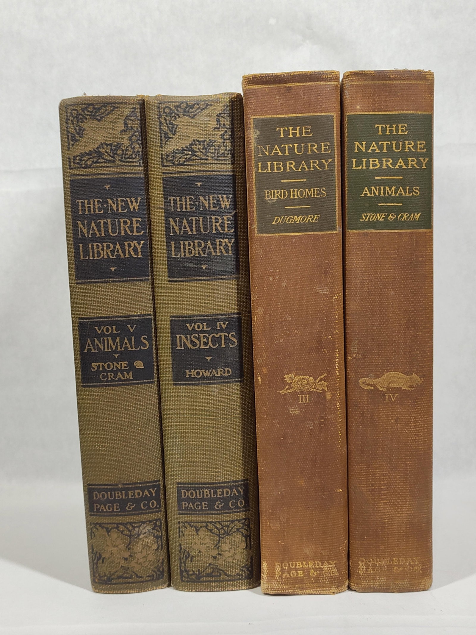 Doubleday, Page & Co. Nature Library Set, 1904-23: A collection of four hardcover nature reference volumes from The Nature Library and The New Nature Library series, published by Doubleday, Page & Co. and Doubleday, Page & Company between 1904 and