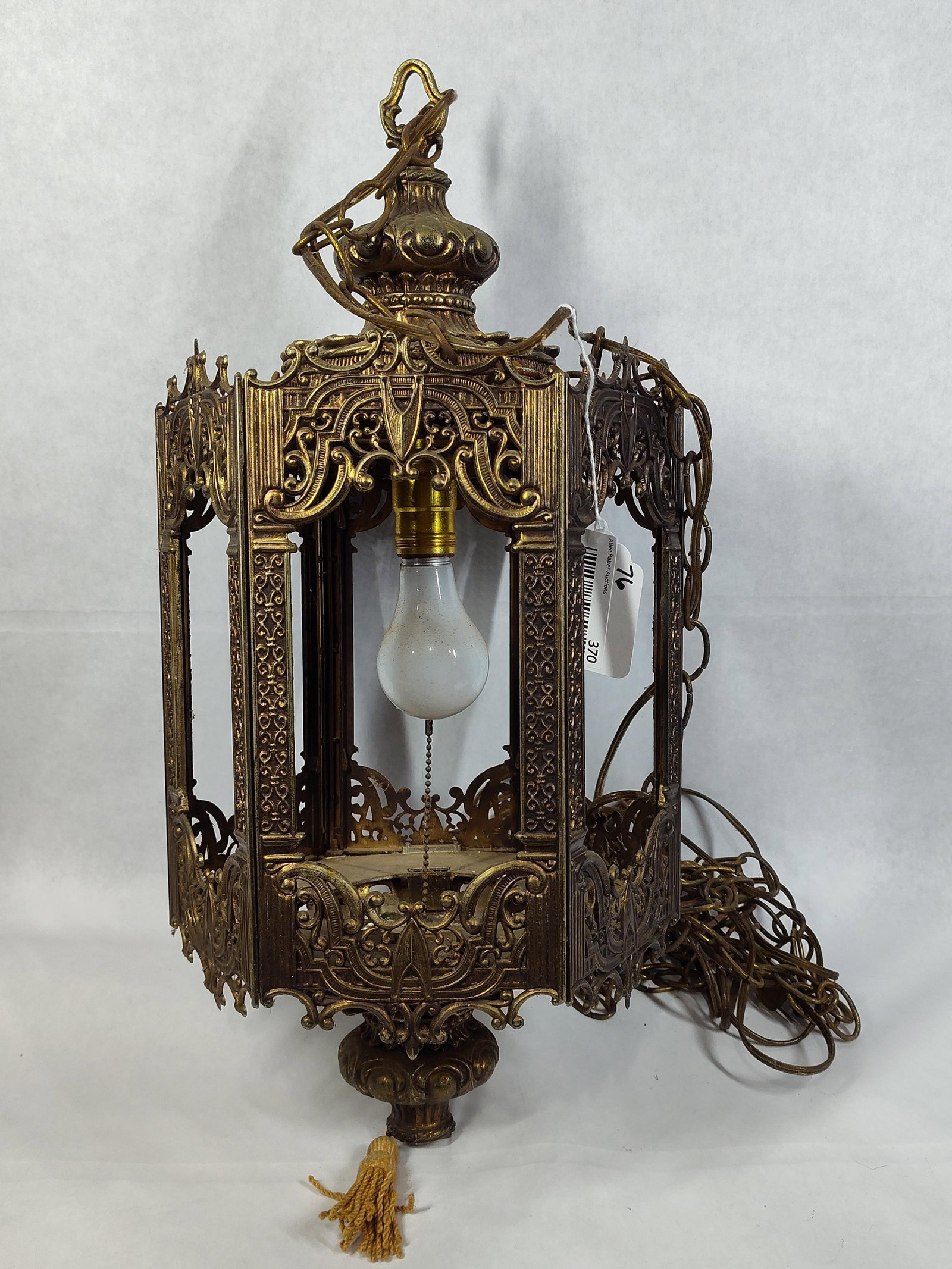 Gothic Revival Cast Metal Hexagonal Swag Lamp (1 of 4)