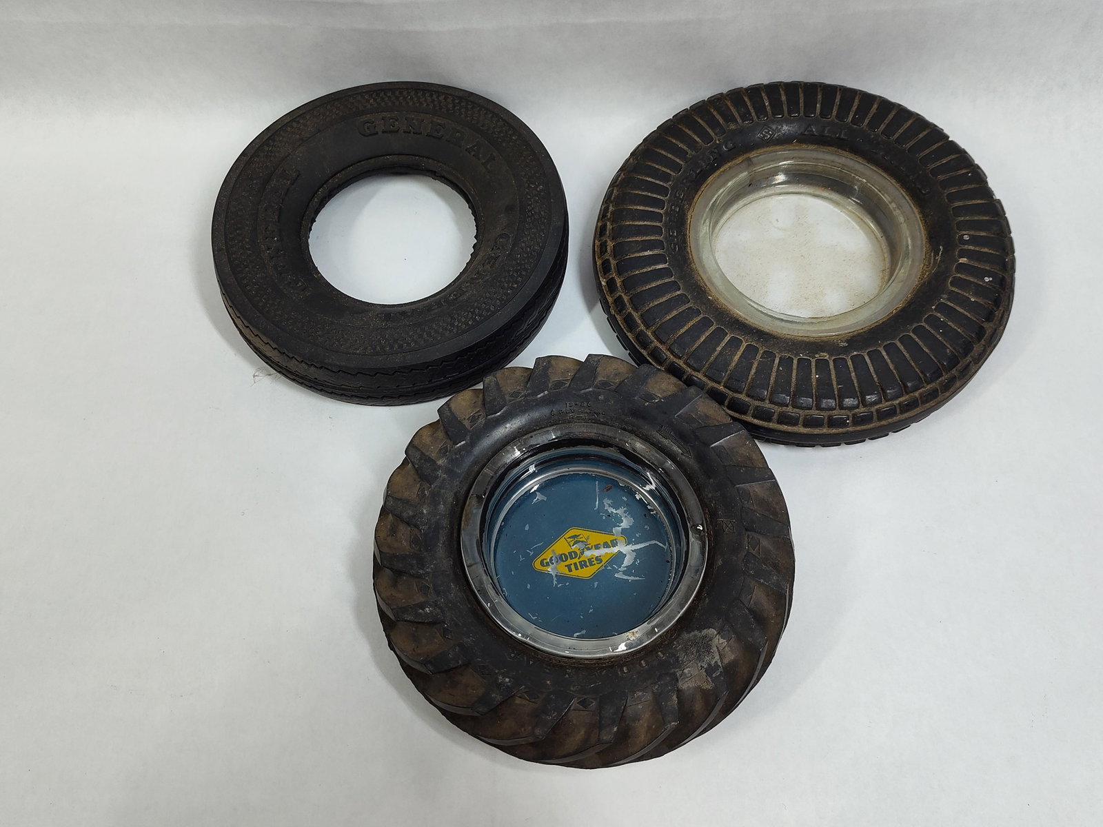 3 General, Seiberling & Goodyear Tire Ashtrays (1 of 3)