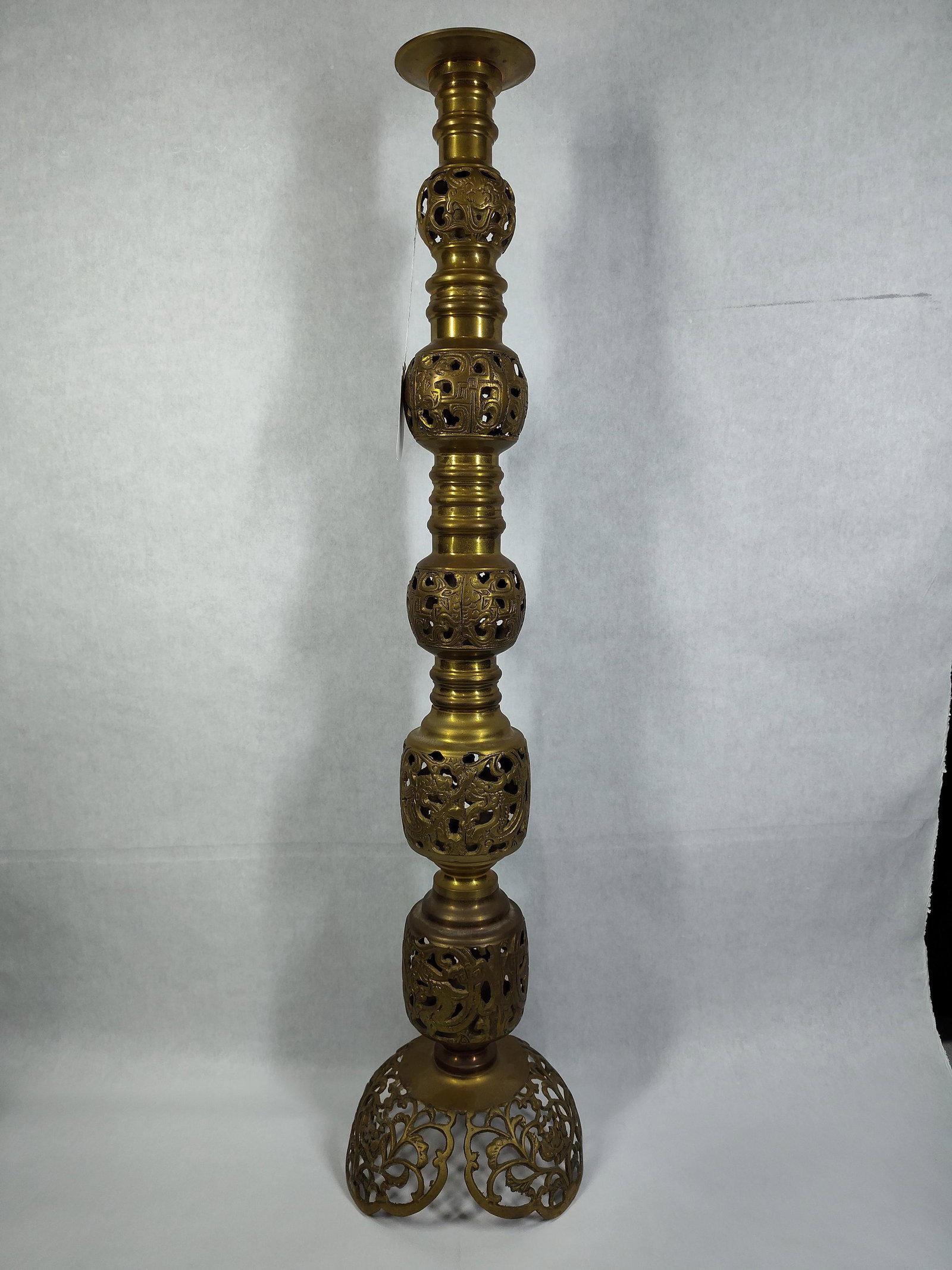 Pierced Brass Altar Pricket Candlestick (1 of 4)