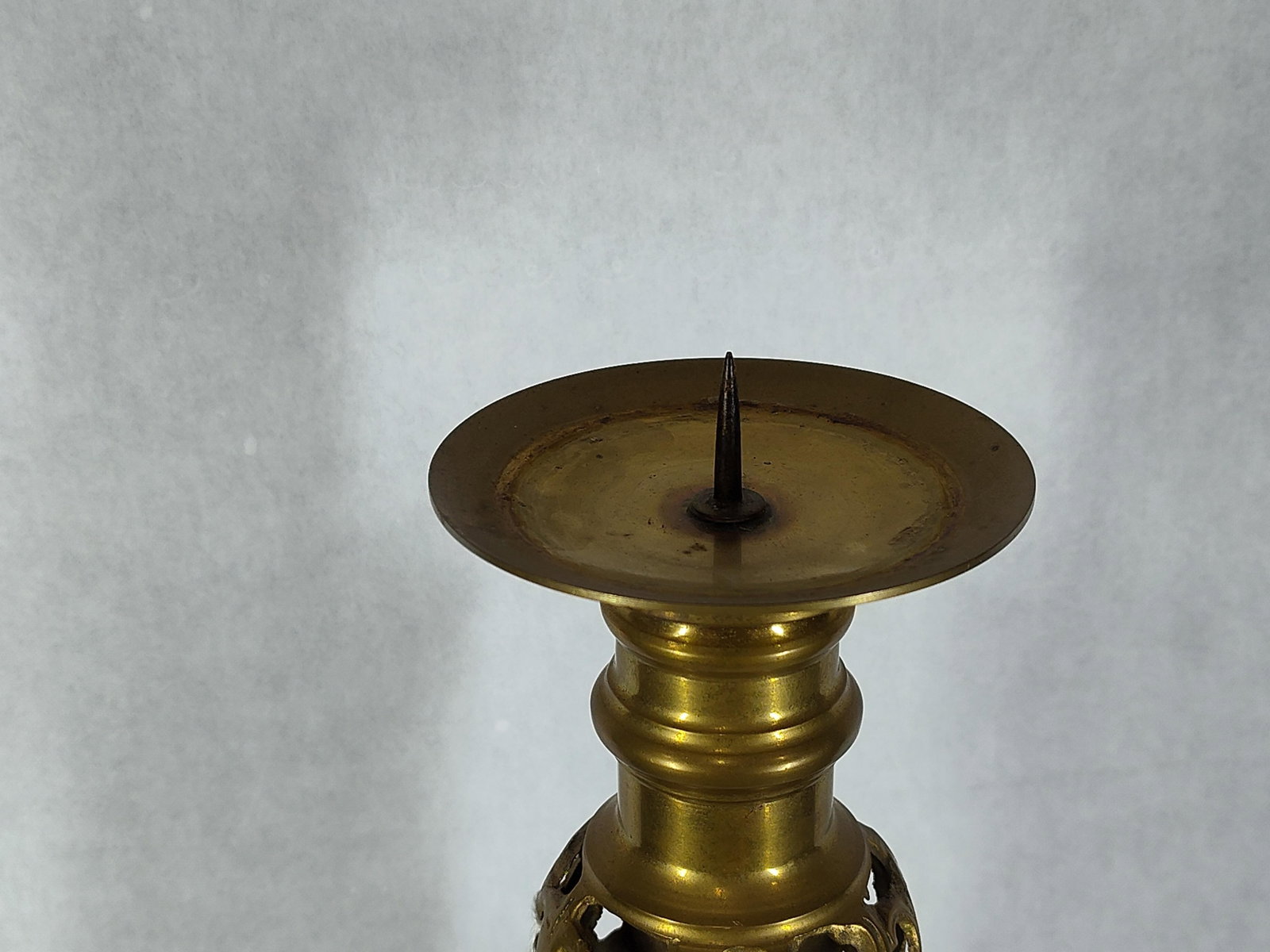 Pierced Brass Altar Pricket Candlestick - 2