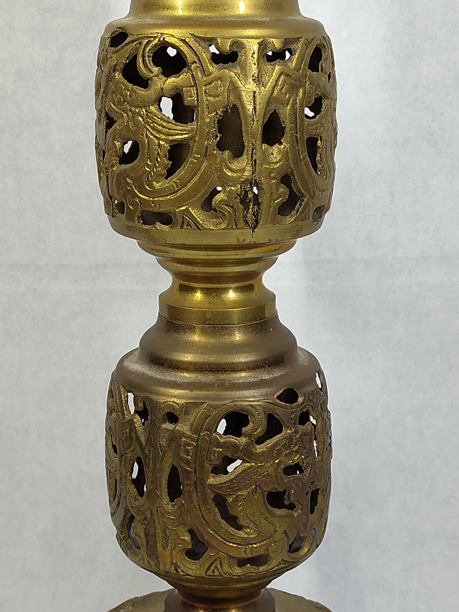 Pierced Brass Altar Pricket Candlestick - 4