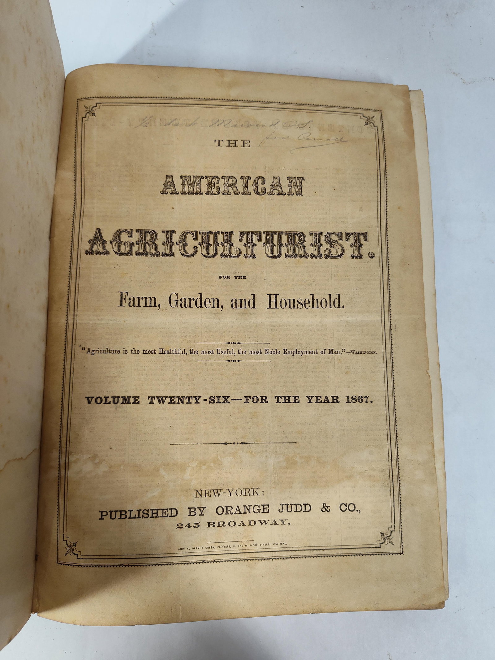 Orange Judd & Co. American Agriculturist, 1867 (1 of 5)