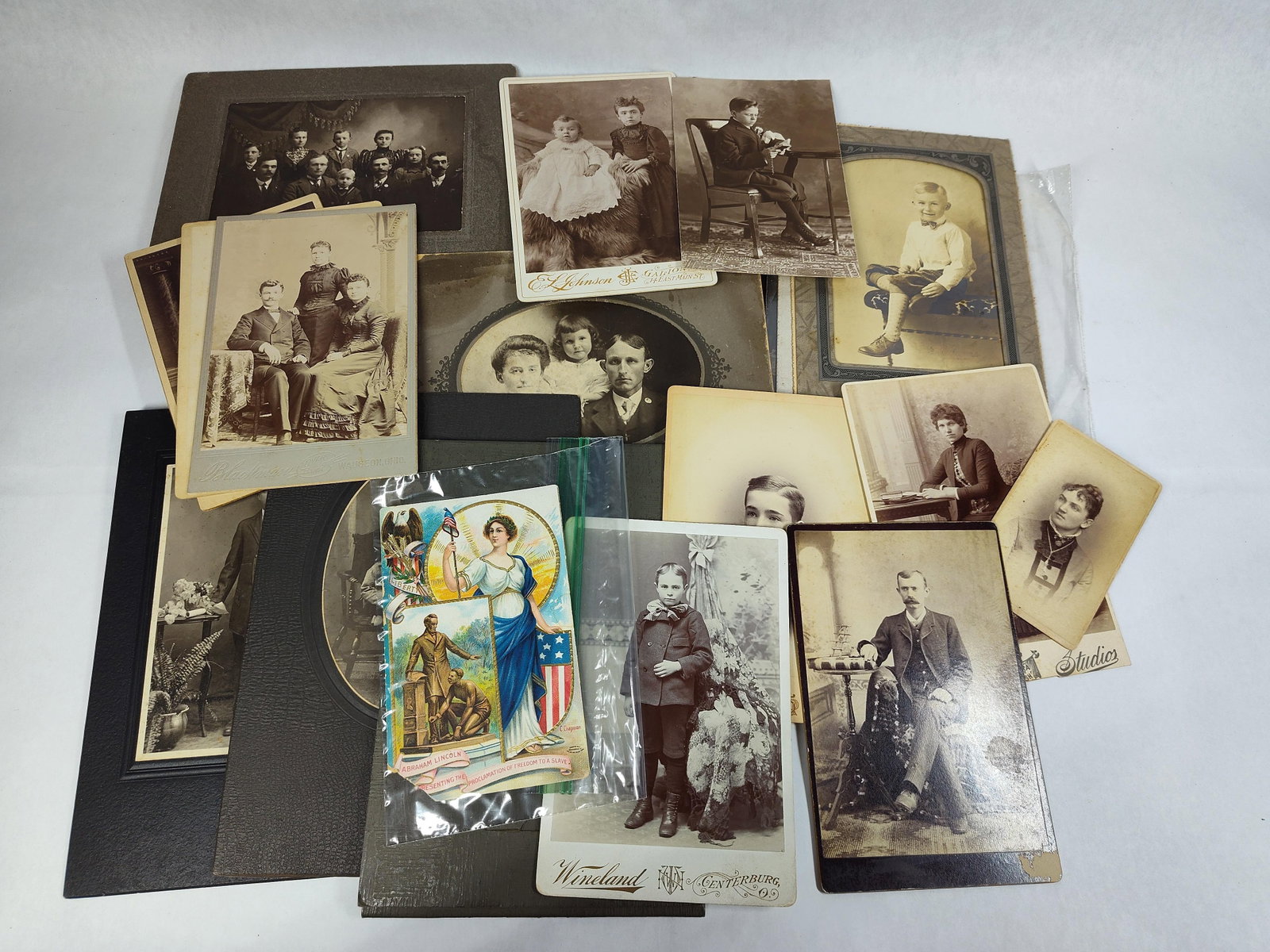Photo Portraits & Abraham Lincoln Litho Card (1 of 2)