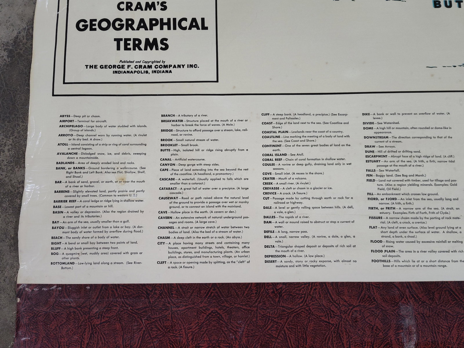 George F. Cram Geographical Terms Pull-Down Map - 3