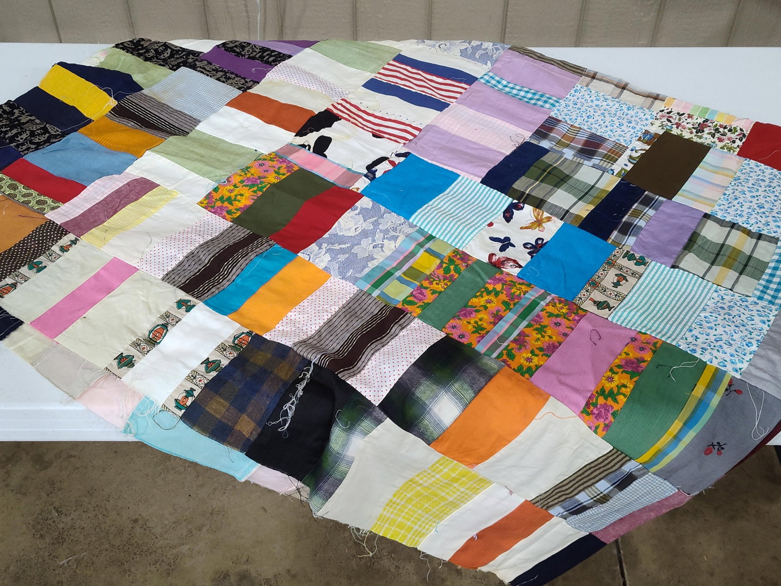 Mid-Late 20th C. Scrap Patchwork Quilt Top - 4