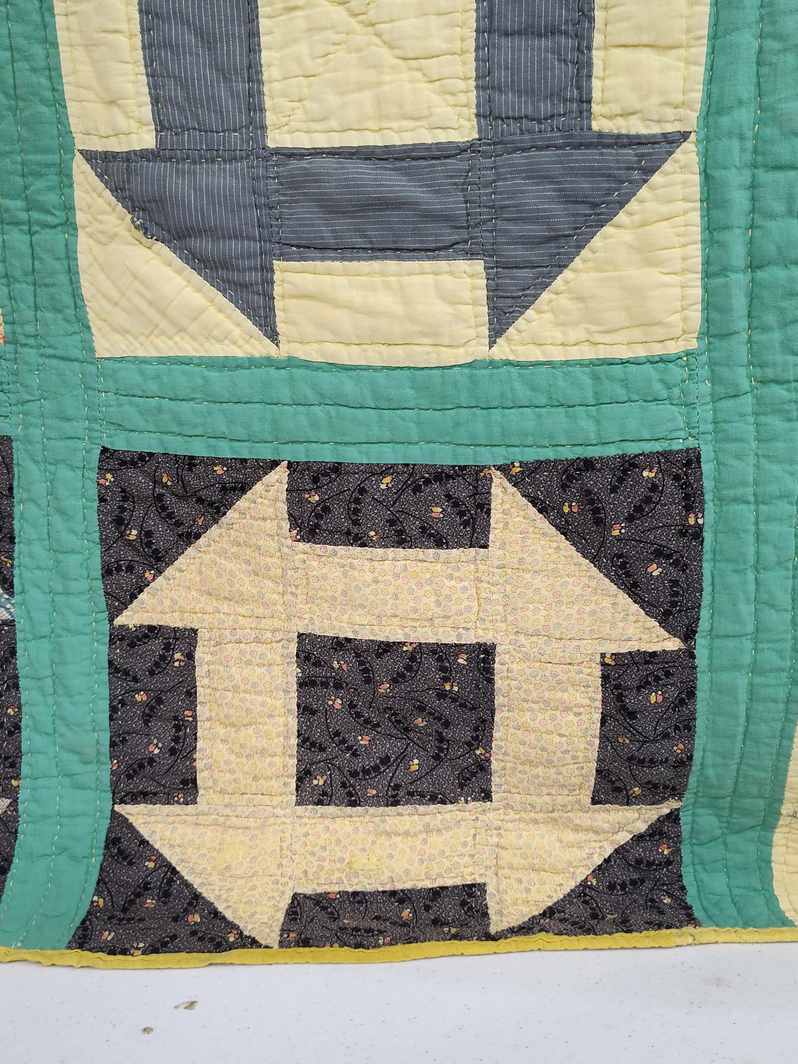 Hand-Quilted Churn Dash Patchwork Quilt (1 of 4)