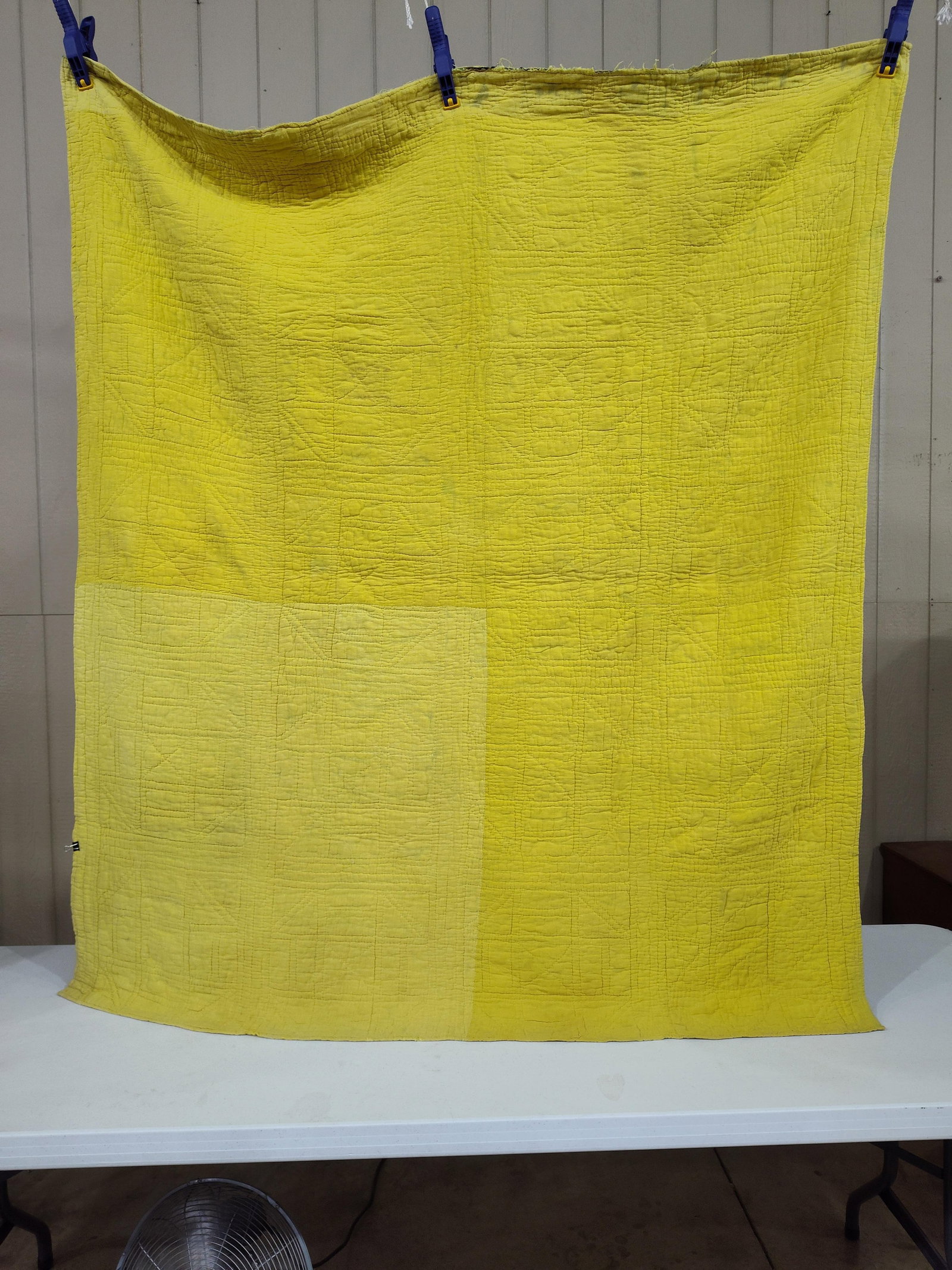 Hand-Quilted Churn Dash Patchwork Quilt - 4