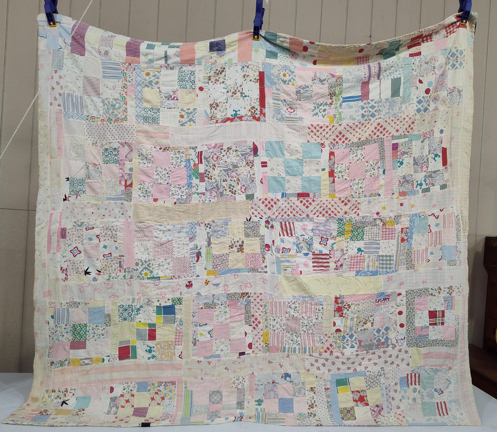 Hand-Pieced & Tied Patchwork Scrap Quilt - 2