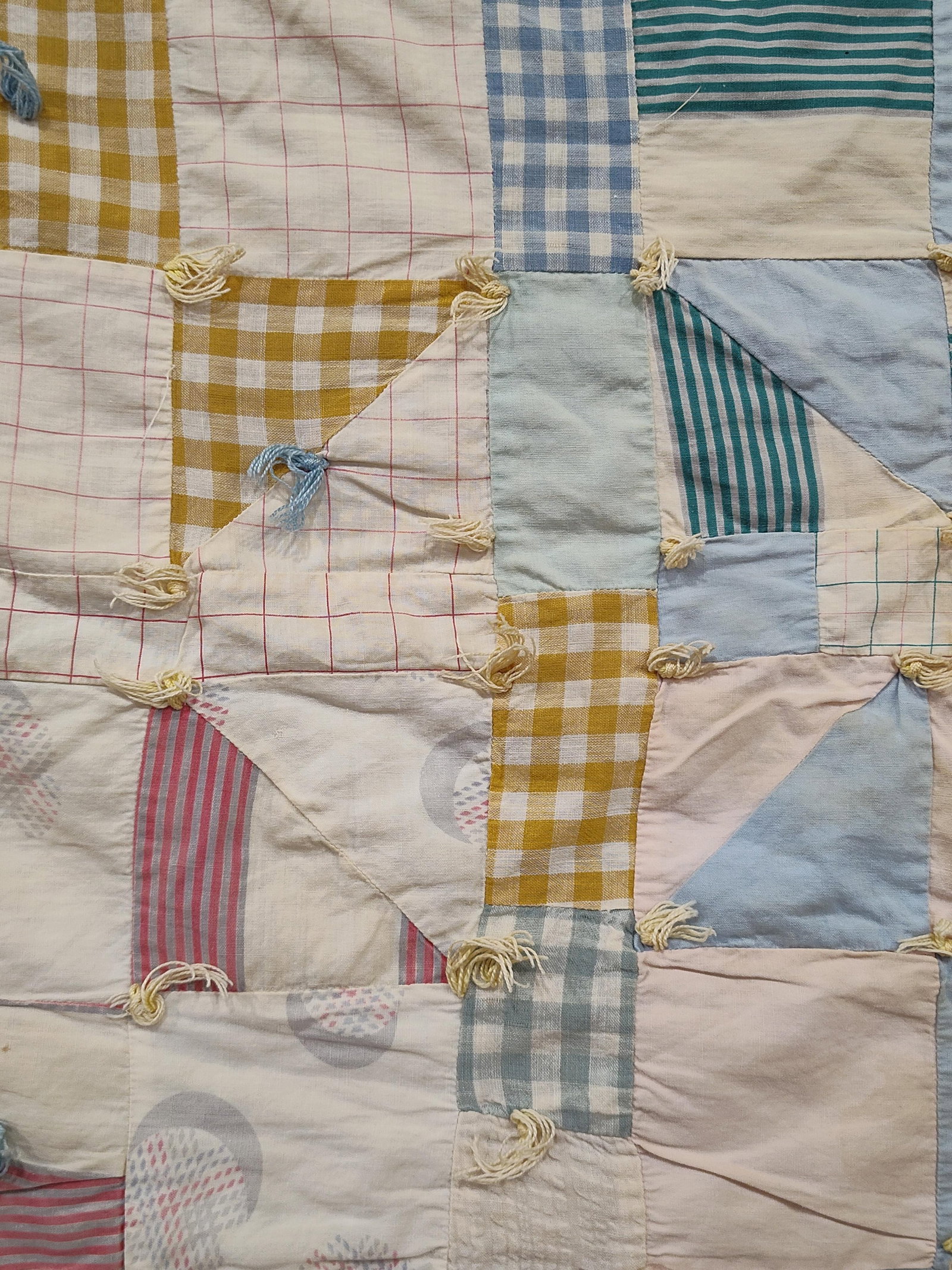 Hand-Pieced & Tied Patchwork Scrap Quilt - 3