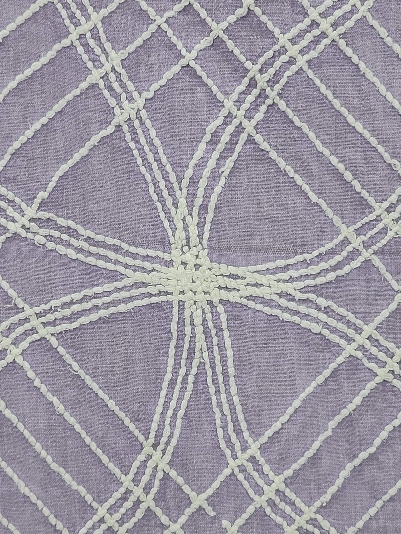 Lavender Chenille Double Wedding Ring Bedspread - 6