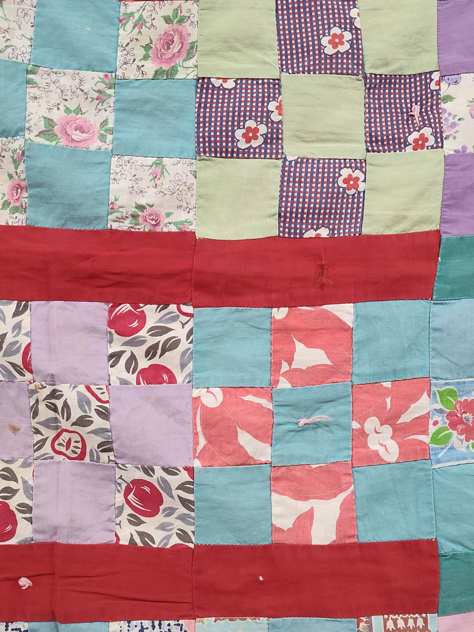 Mid-20th C. Cotton Patchwork Tied Scrap Quilt (1 of 8)