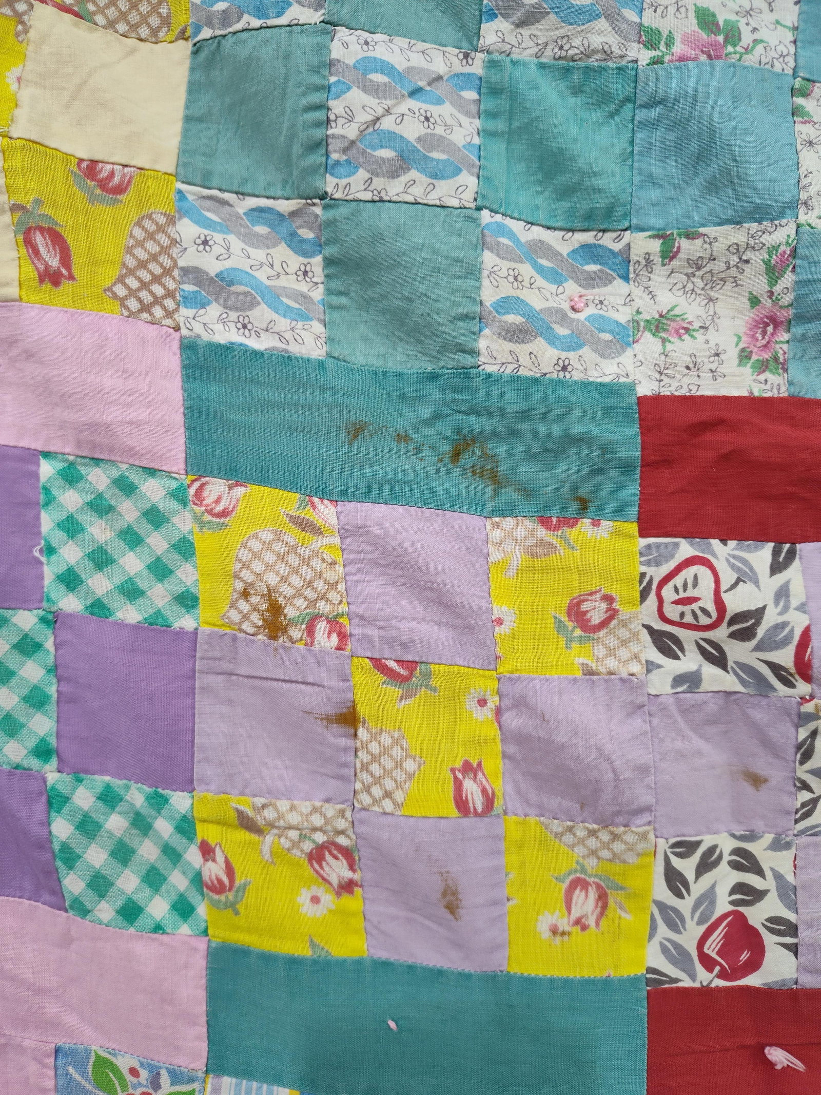 Mid-20th C. Cotton Patchwork Tied Scrap Quilt - 3
