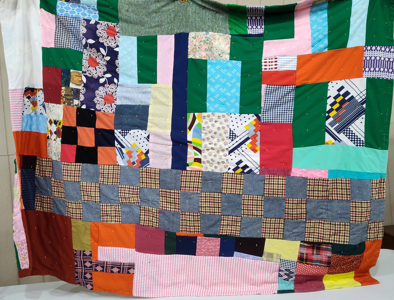 Double Sided Patchwork Tied Remnant Quilt - 5