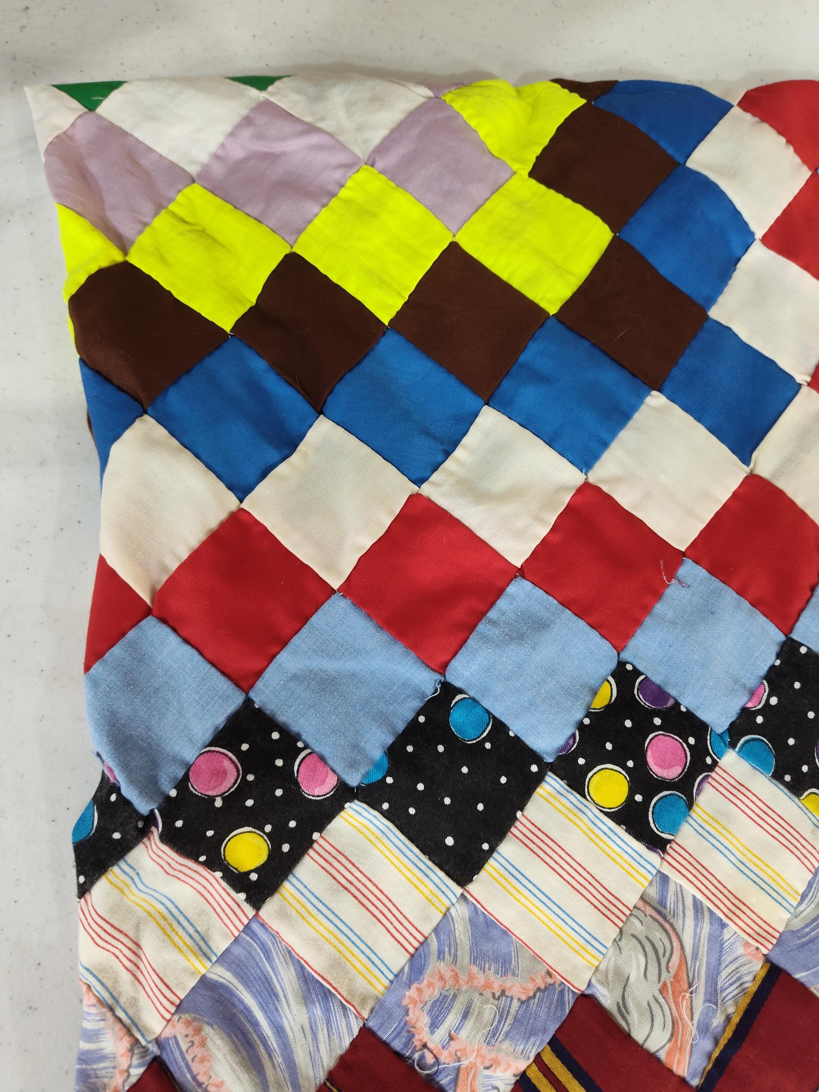 Postage Stamp Patchwork Quilt Top w/ Inscriptions - 3